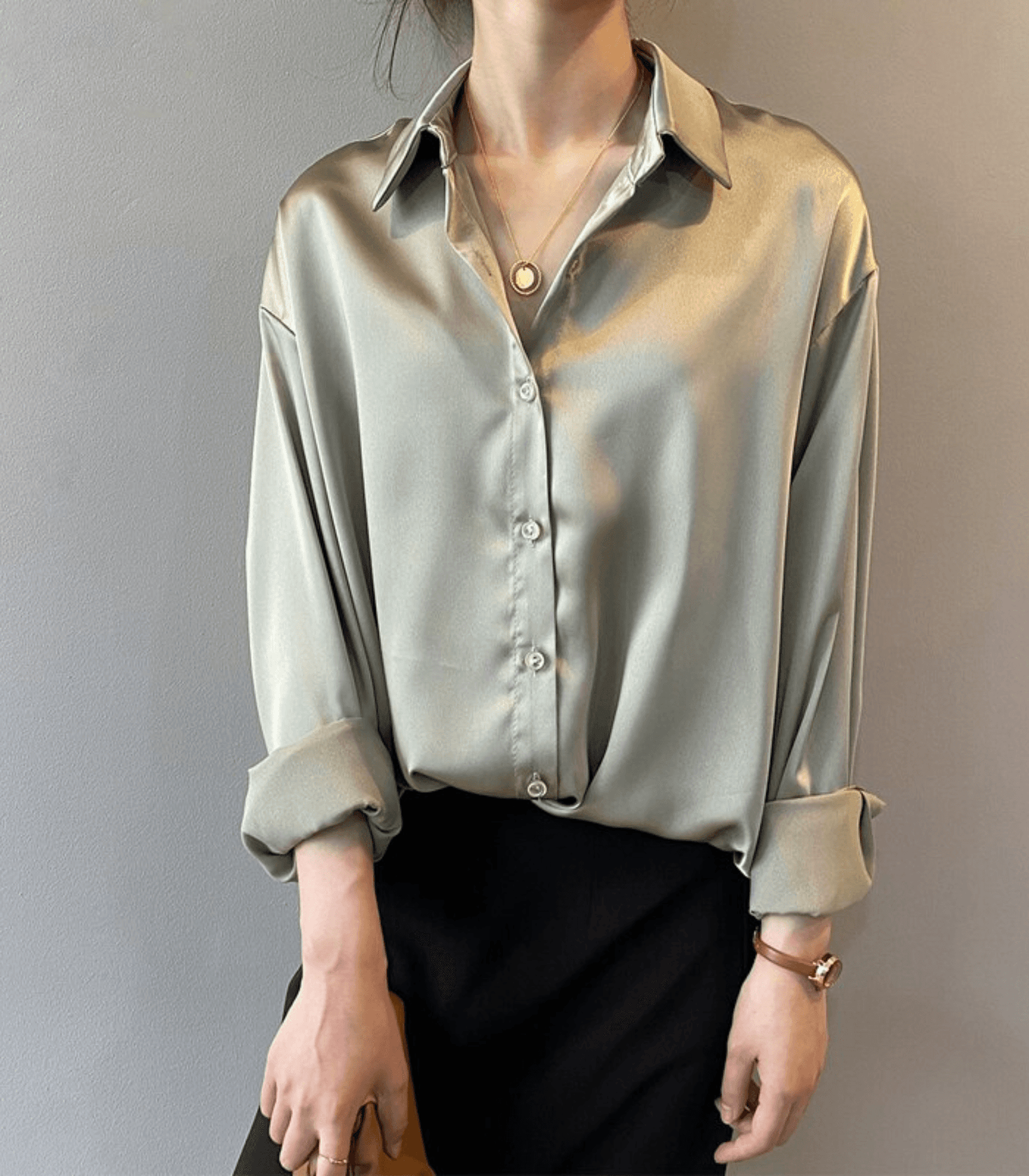 Magnolia - Camicia in Satin di Seta con Bottoni 2