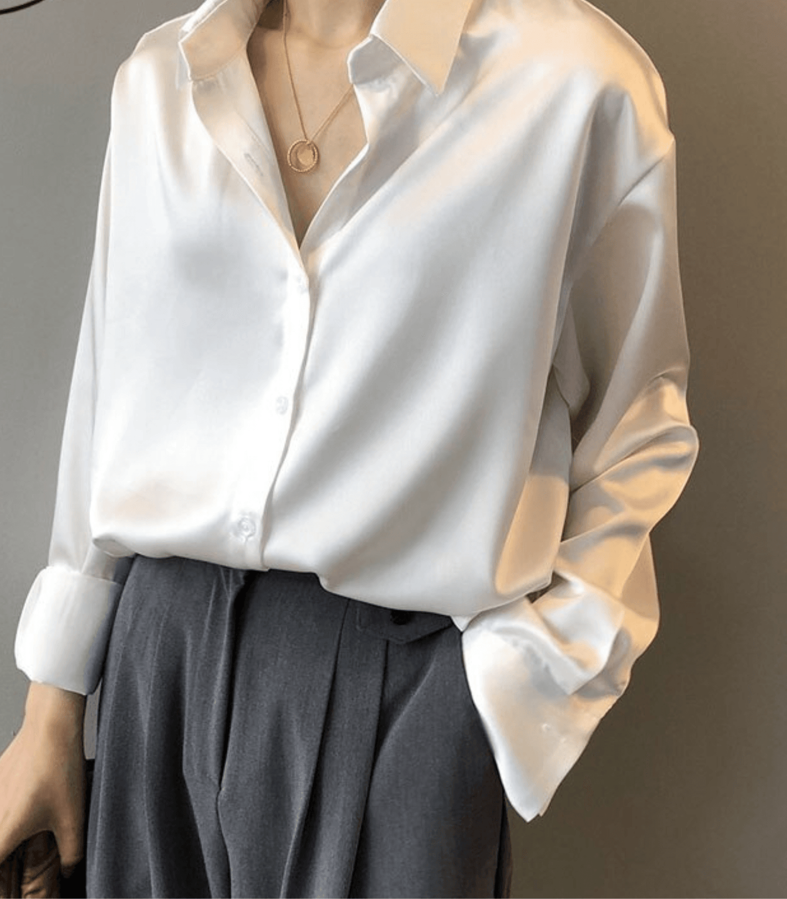 Magnolia - Camicia in Satin di Seta con Bottoni 4