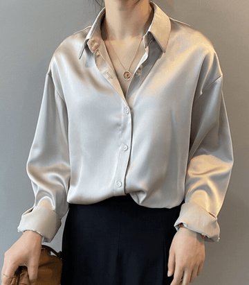 Magnolia - Camicia in Satin di Seta con Bottoni 0