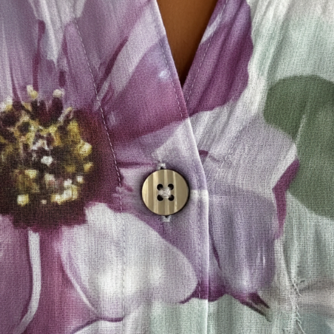 Camicia a Bottoni Stampa Floreale Oversize a Maniche Lunghe Donna 2