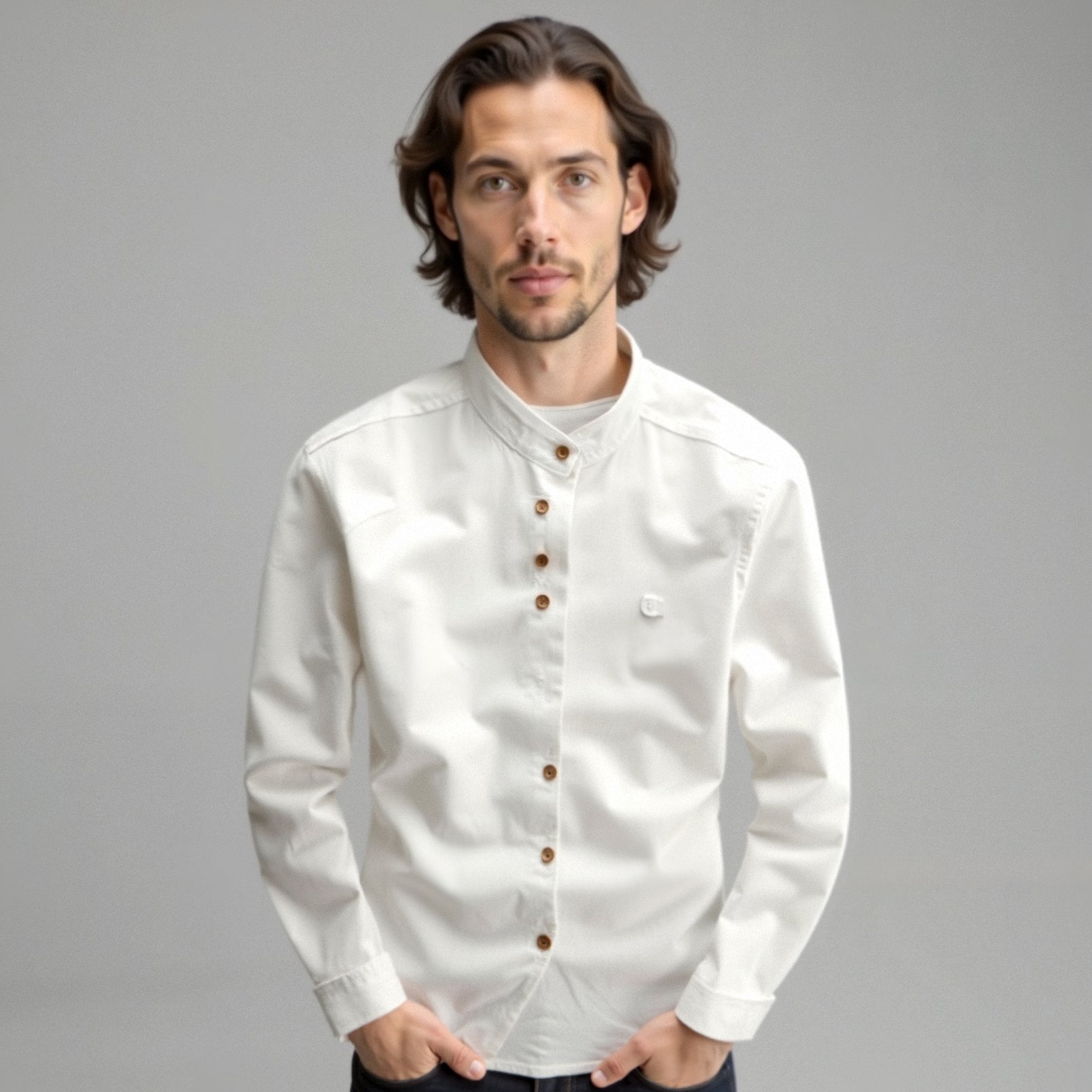 Camicia giapponese "Katana" per Uomo | Collo Coreano & Look Essenziale
