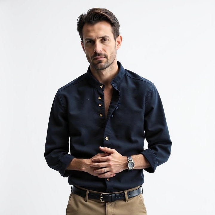 Camicia giapponese "Katana" per Uomo | Collo Coreano & Look Essenziale