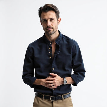 Camicia giapponese "Katana" per Uomo | Collo Coreano & Look Essenziale
