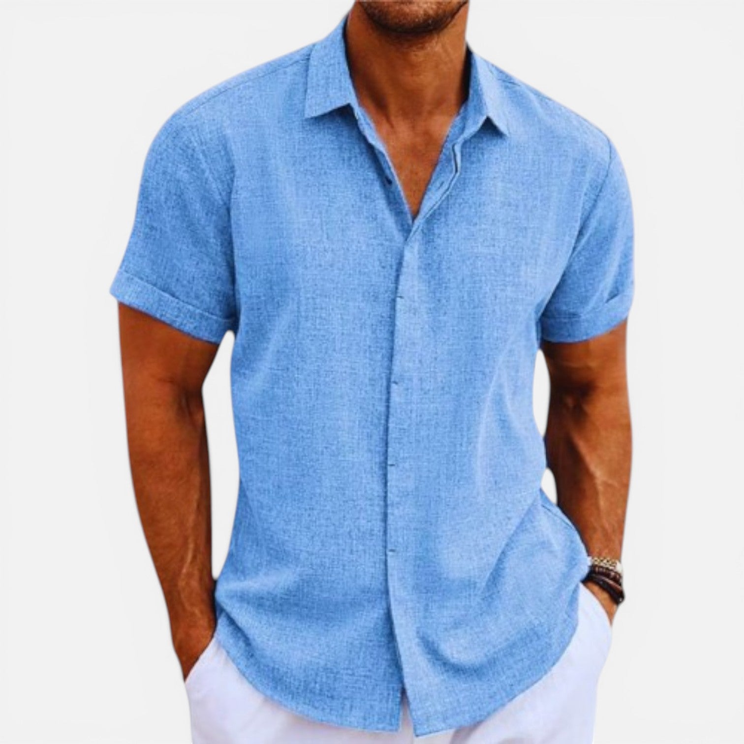 Camicia Uomo Manica Corta Estiva Leggera Traspirante Slim Fit 0