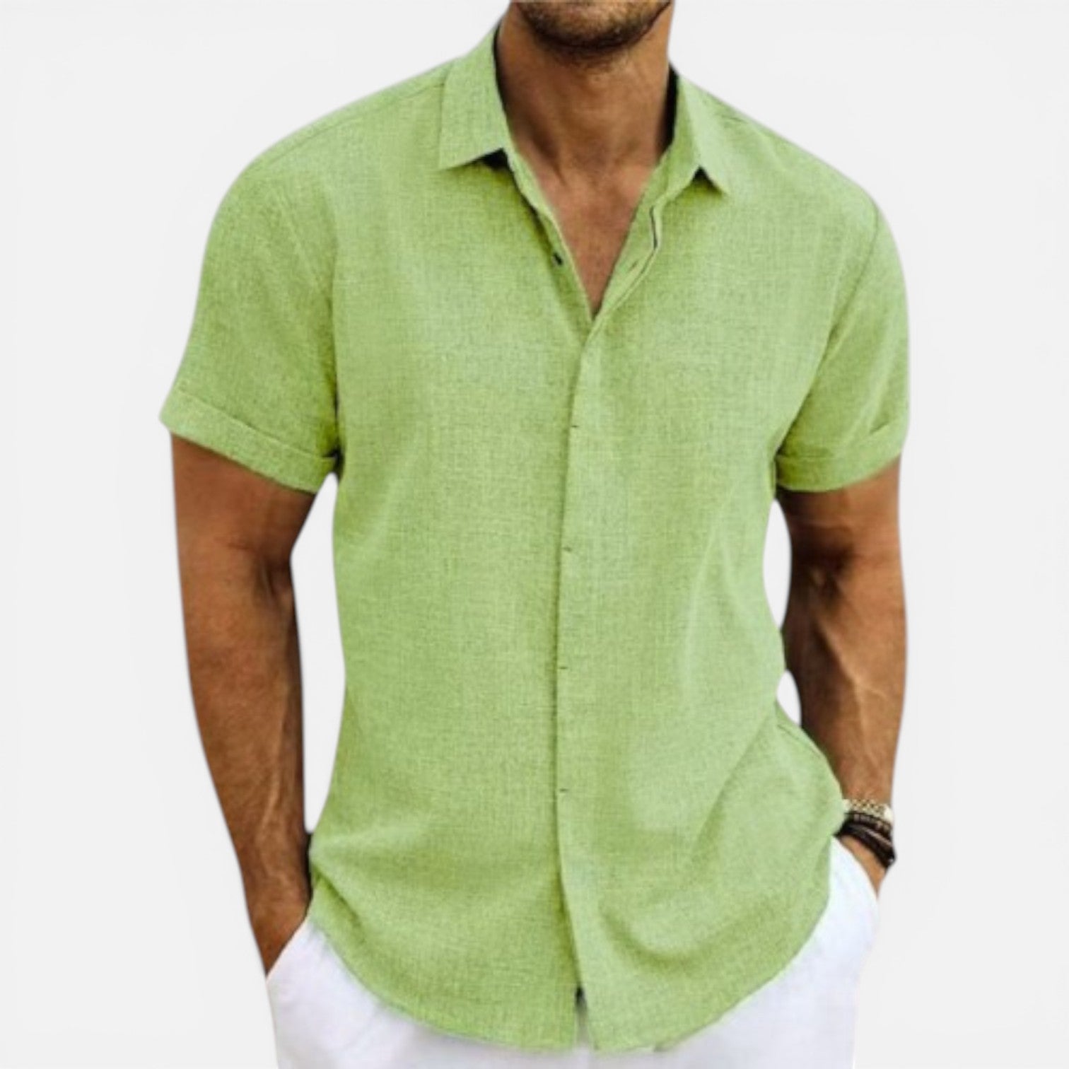 Camicia Uomo Manica Corta Estiva Leggera Traspirante Slim Fit 10