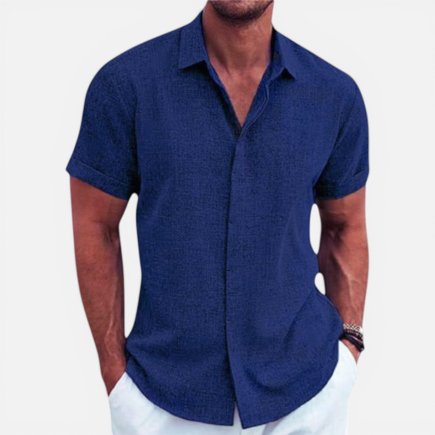 Camicia Uomo Manica Corta Estiva Leggera Traspirante Slim Fit 3