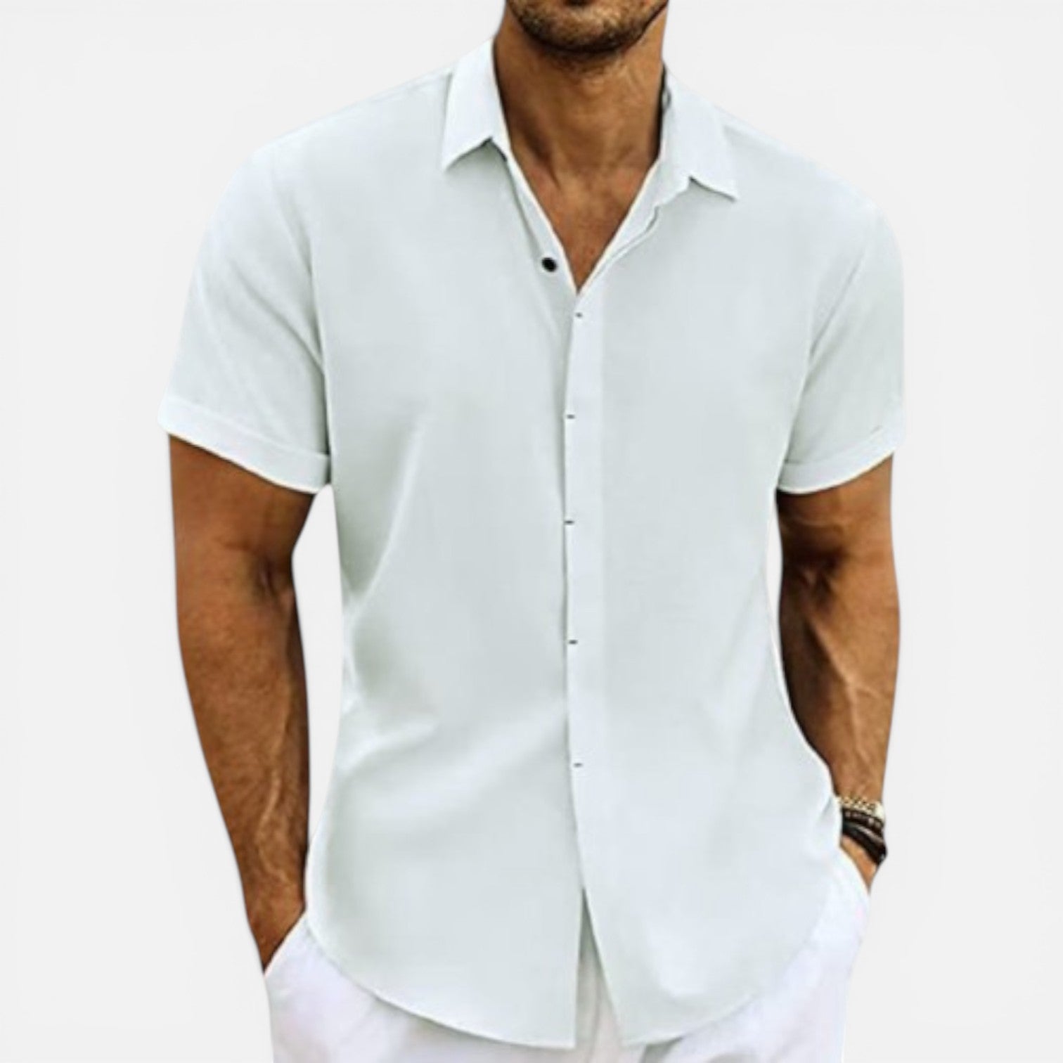 Camicia Uomo Manica Corta Estiva Leggera Traspirante Slim Fit 7