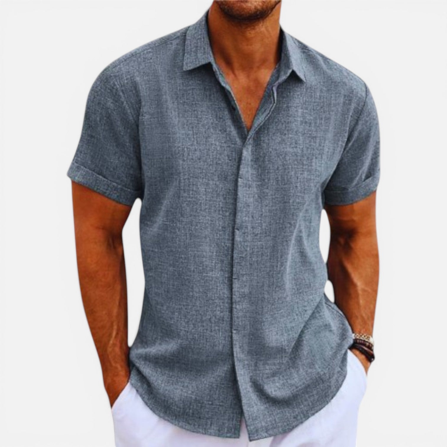 Camicia Uomo Manica Corta Estiva Leggera Traspirante Slim Fit 9