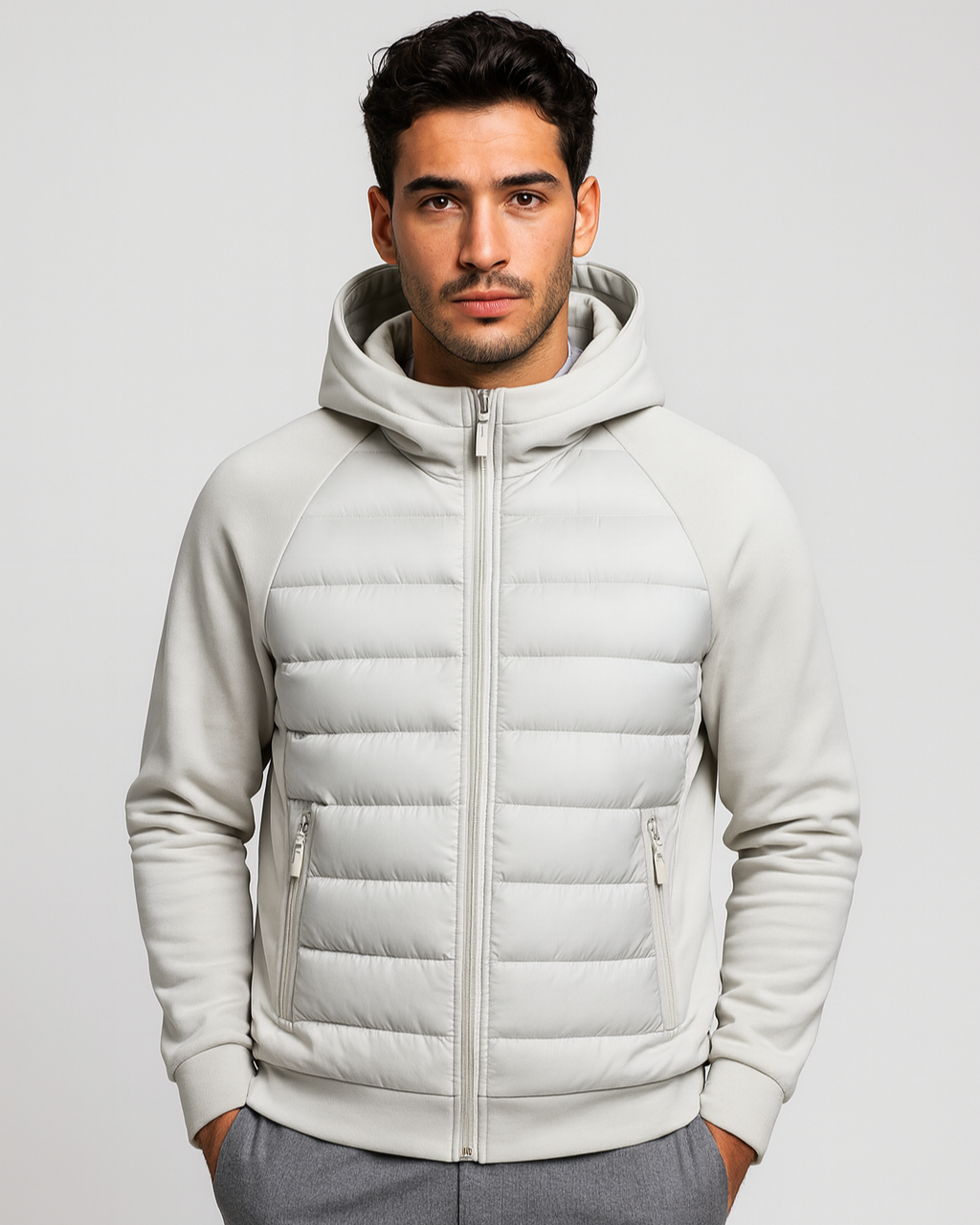 Men's Hooded Jacket | Hybrid Softshell Puffer