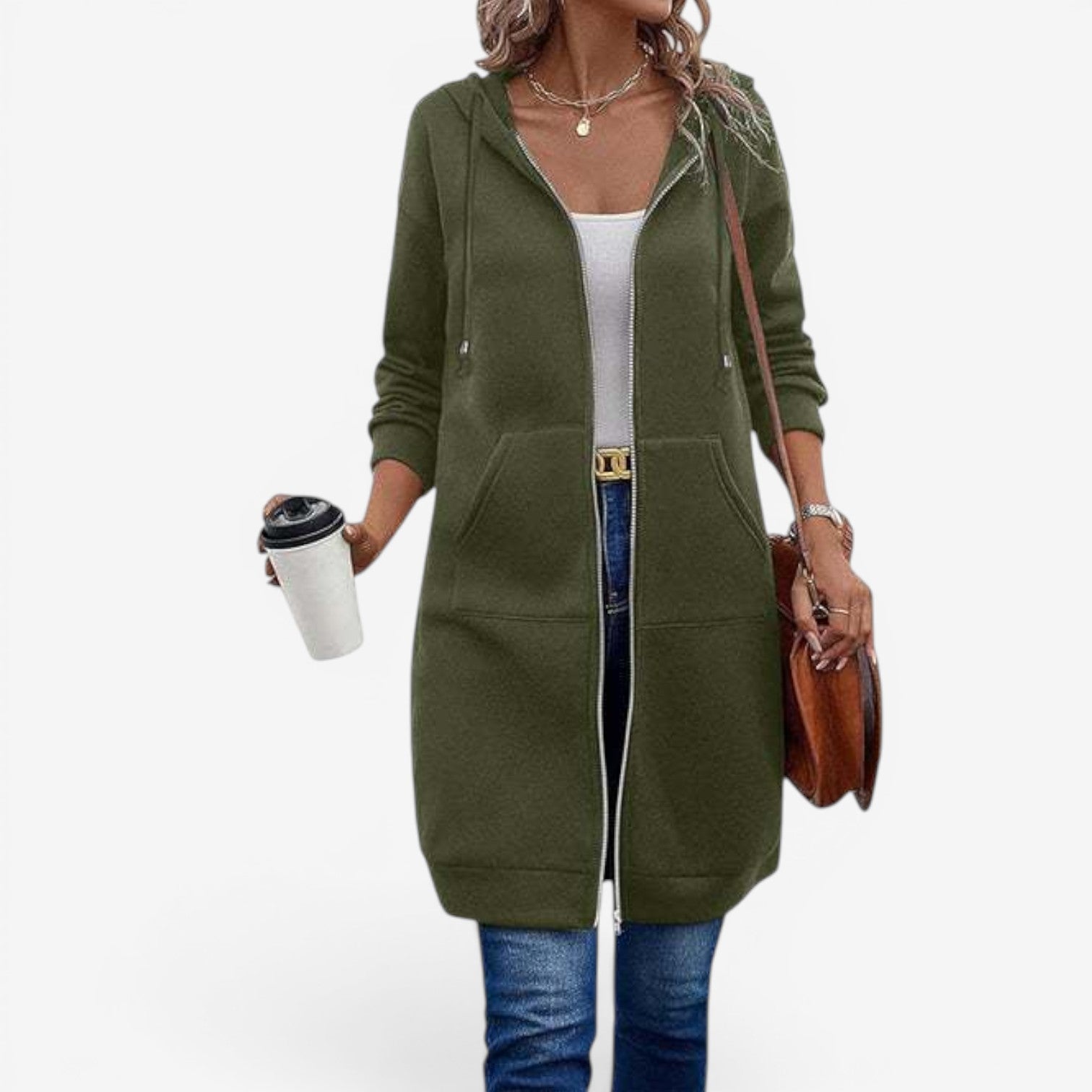 Carah™ Felpa lunga cardigan 1