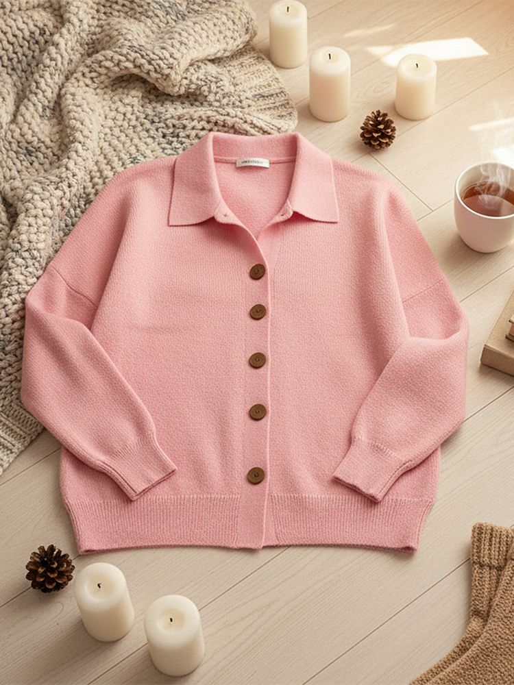 Cardigan Donna | Colletto a Polo e Bottoni Frontali