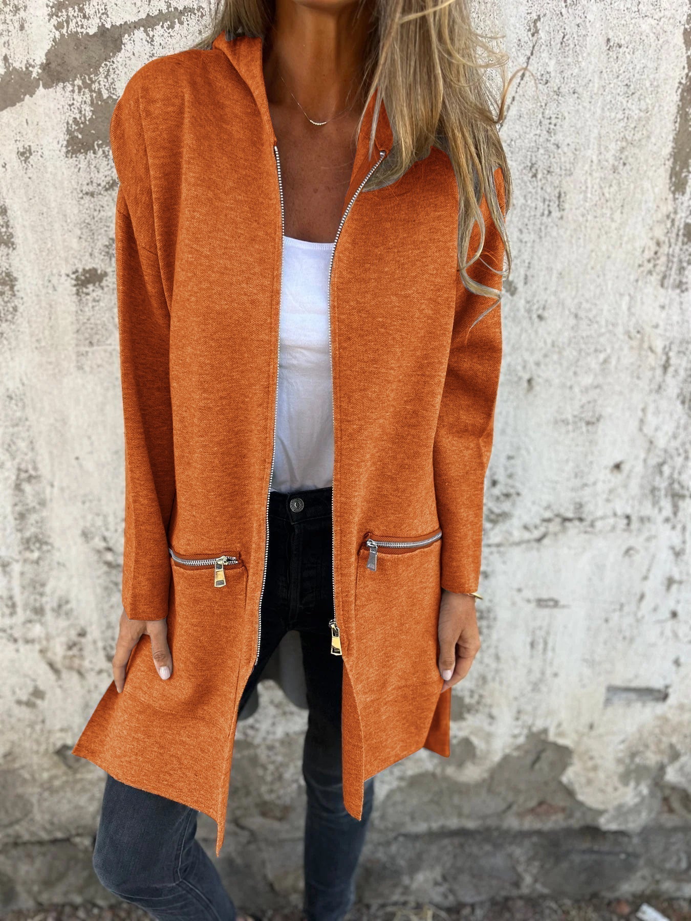 Cardigan Donna | Lungo con Cappuccio e Zip