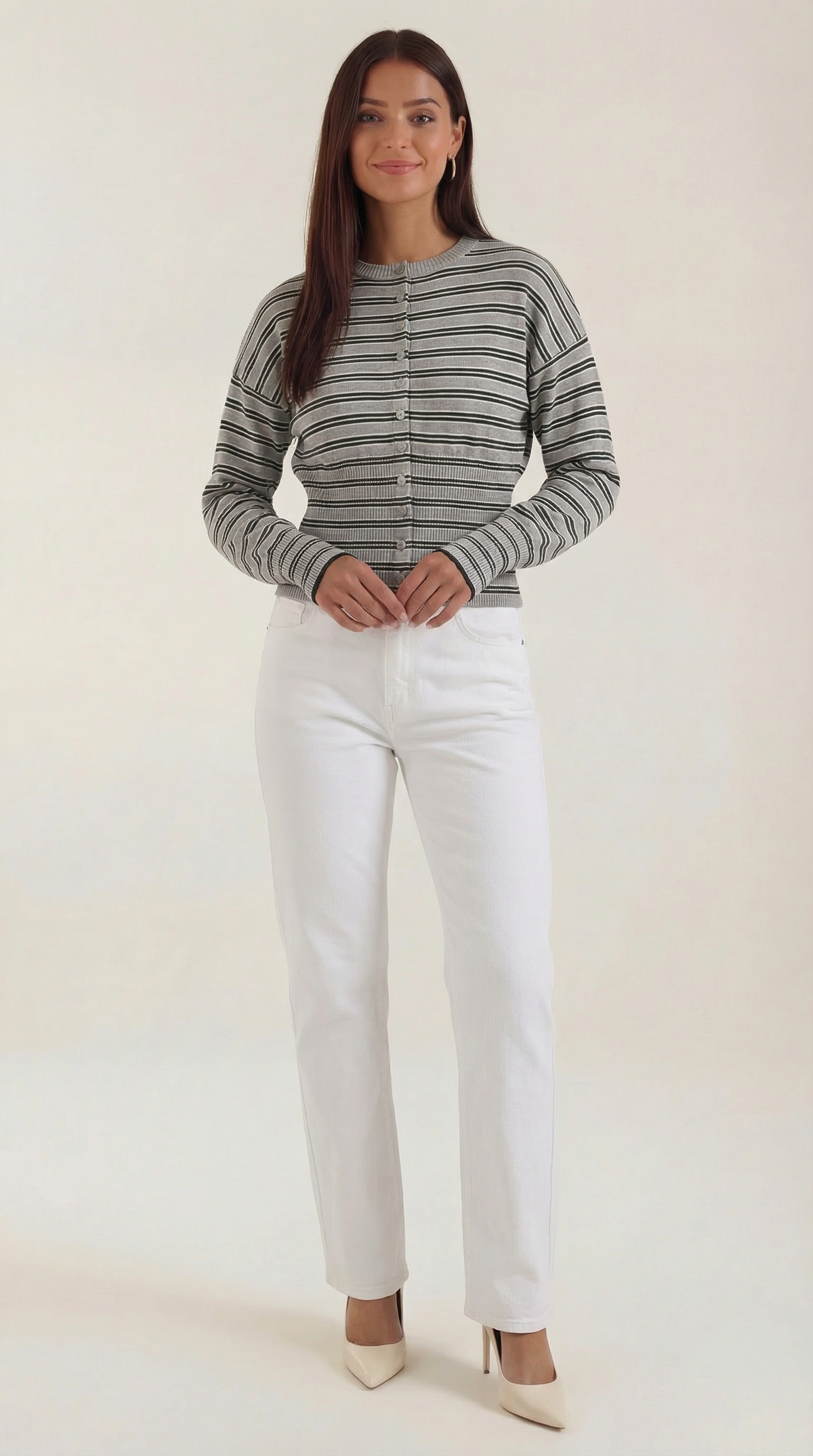 Cardigan Donna | Righe & Chiusura a Bottoni