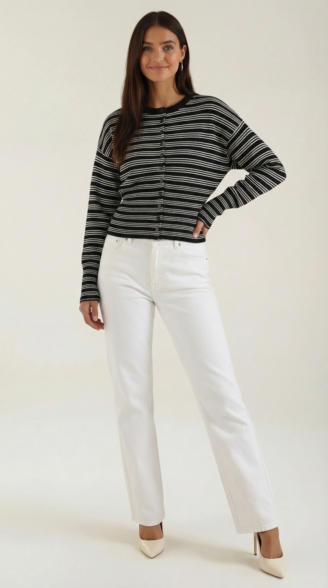 Cardigan Donna | Righe & Chiusura a Bottoni