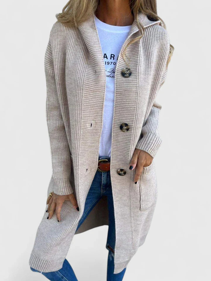 Cardigan Lungo Donna | Cappuccio & Chiusura a Bottoni
