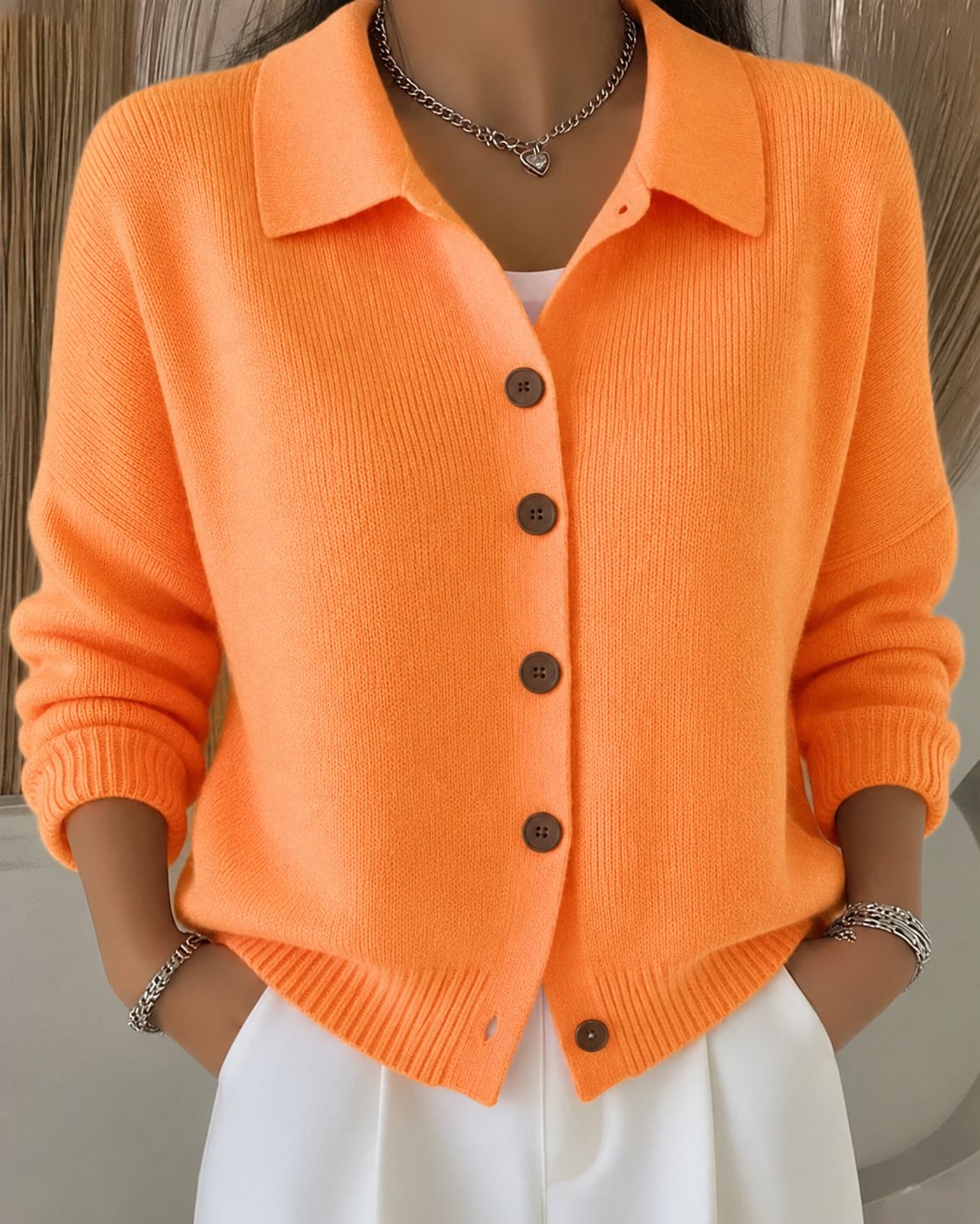 Cardigan donna | Colletto a Polo & Bottoni Frontali