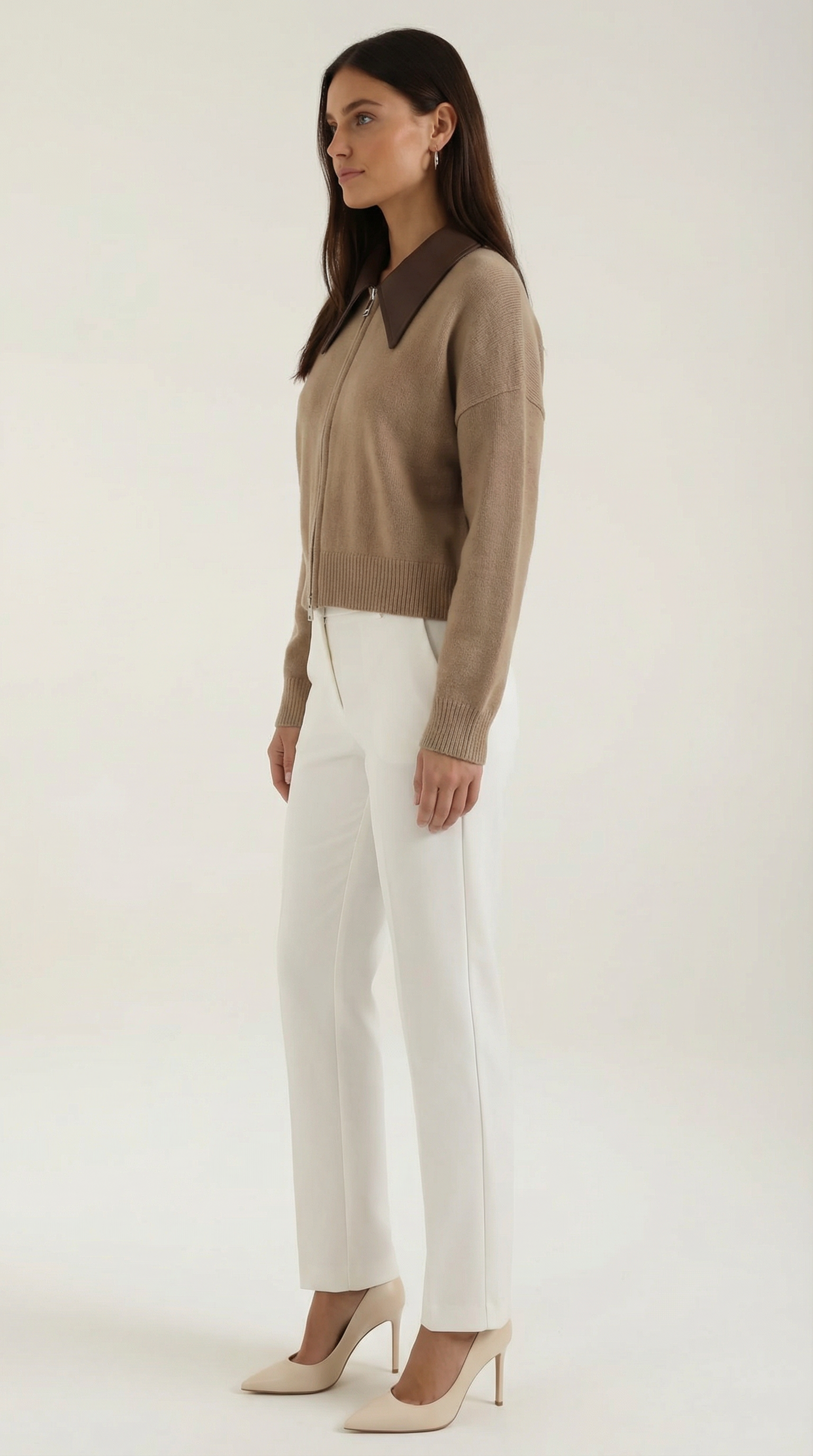 Cardigan Corto Donna con Colletto a Contrasto Preppy 1
