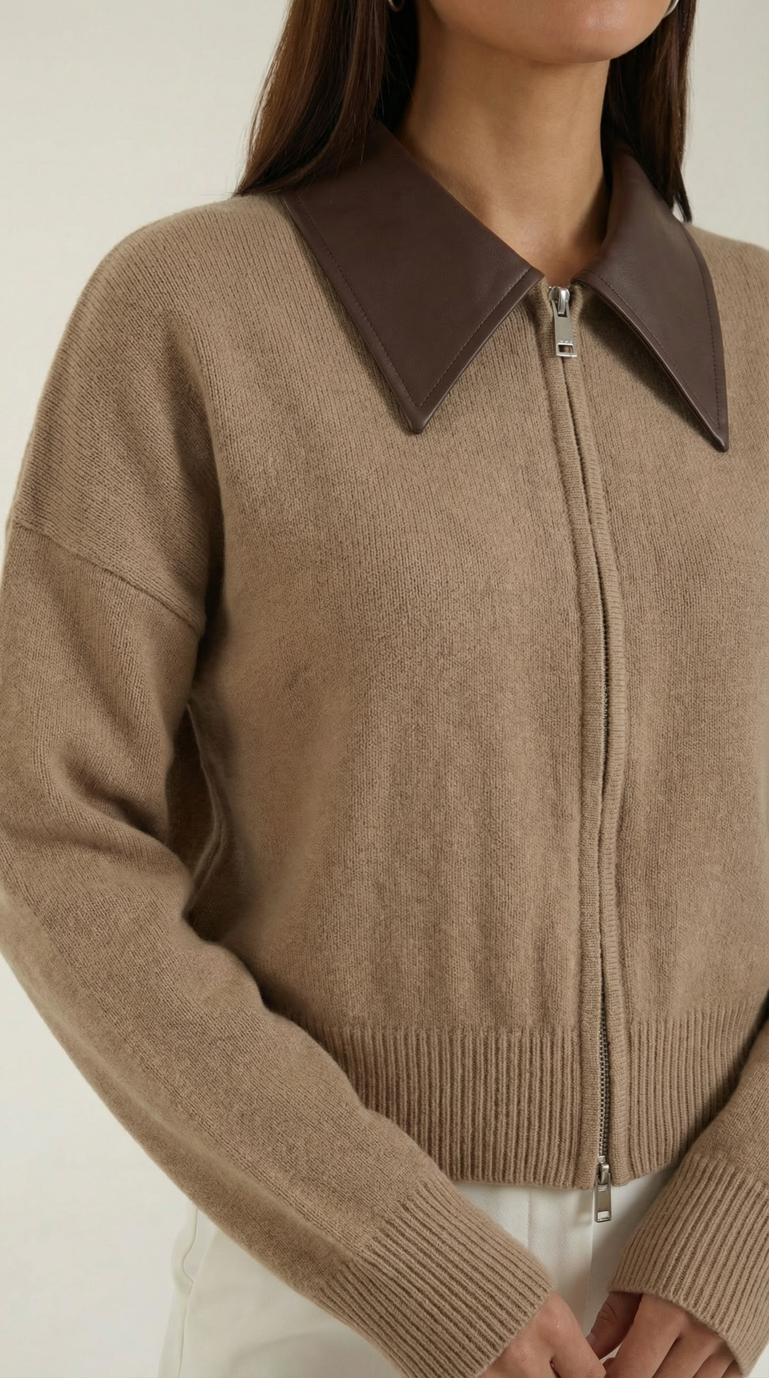 Cardigan Corto Donna con Colletto a Contrasto Preppy 2
