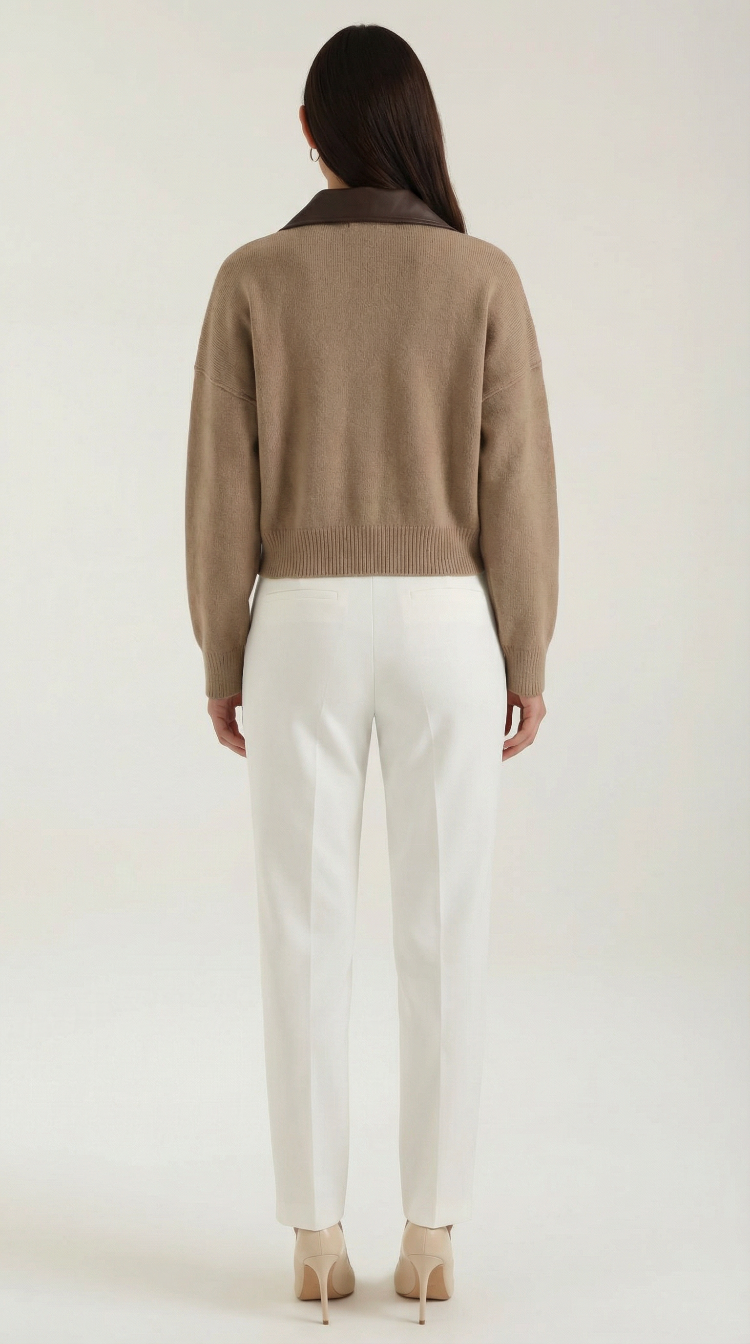 Cardigan Corto Donna con Colletto a Contrasto Preppy 3
