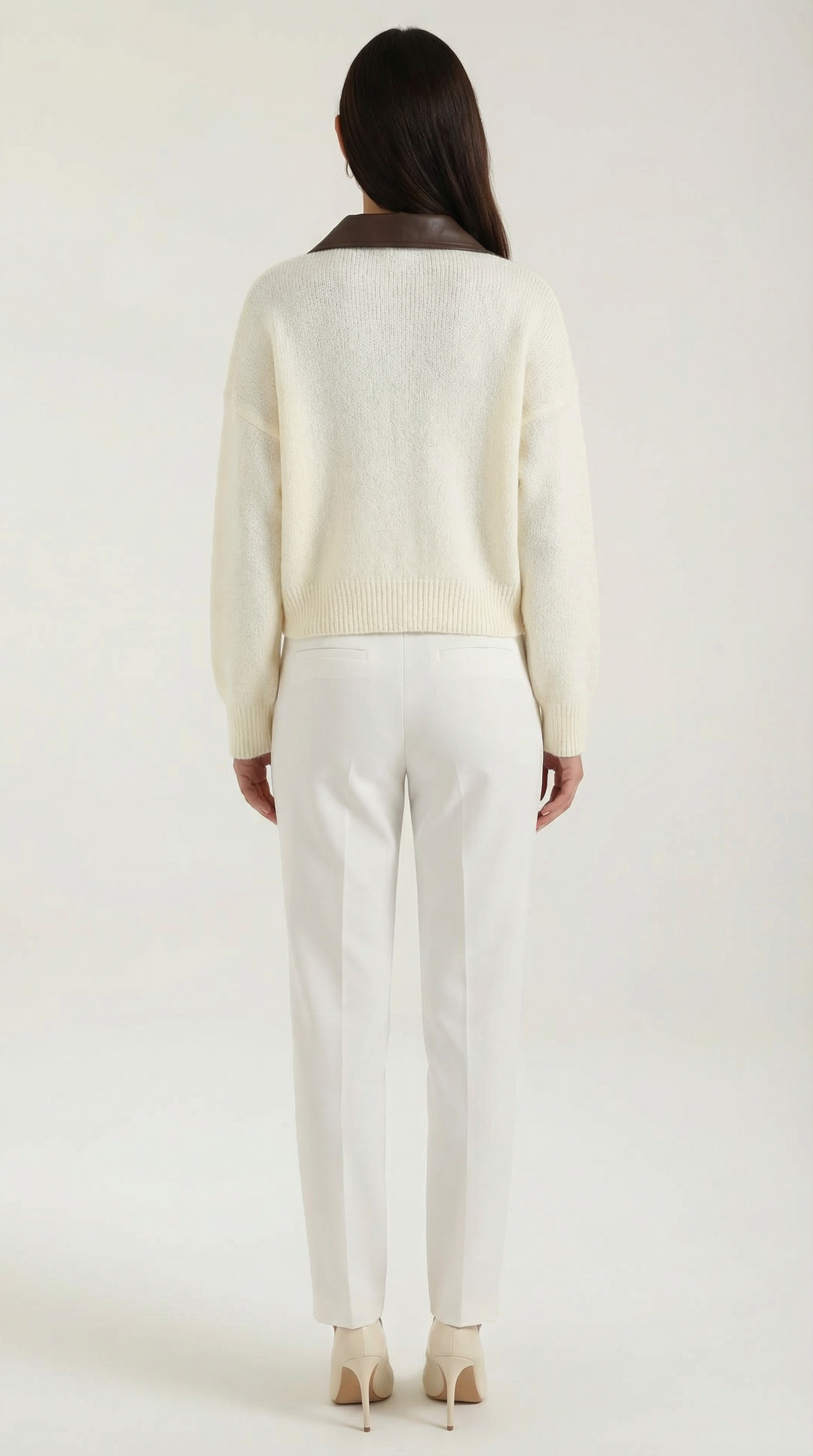 Cardigan Corto Donna con Colletto a Contrasto Preppy 8