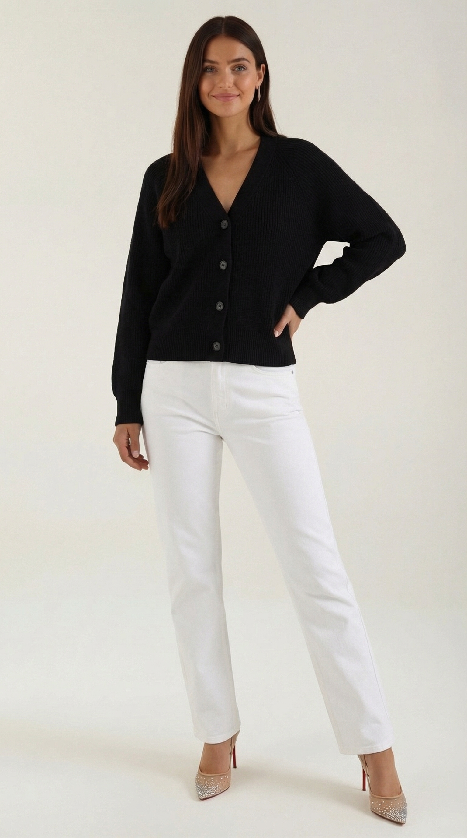 Cardigan Donna Bottonato Scollo a V Morbido Intramontabile 5