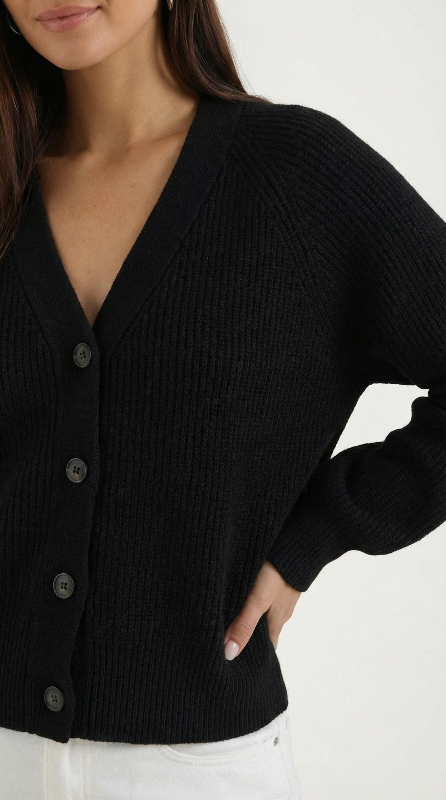Cardigan Donna Bottonato Scollo a V Morbido Intramontabile 7