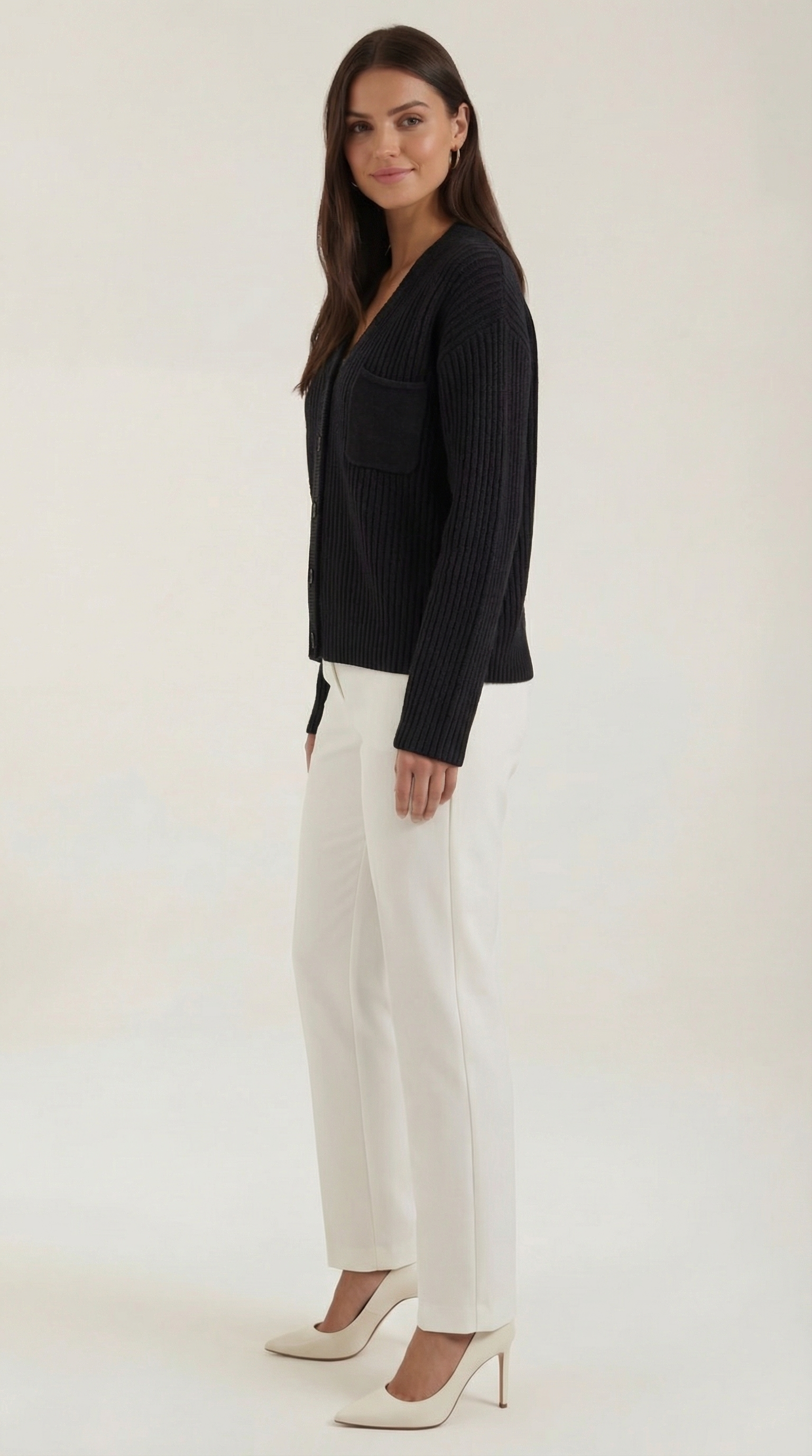Cardigan Donna Oversize in Maglia a Coste Avvolgente Comodo 1