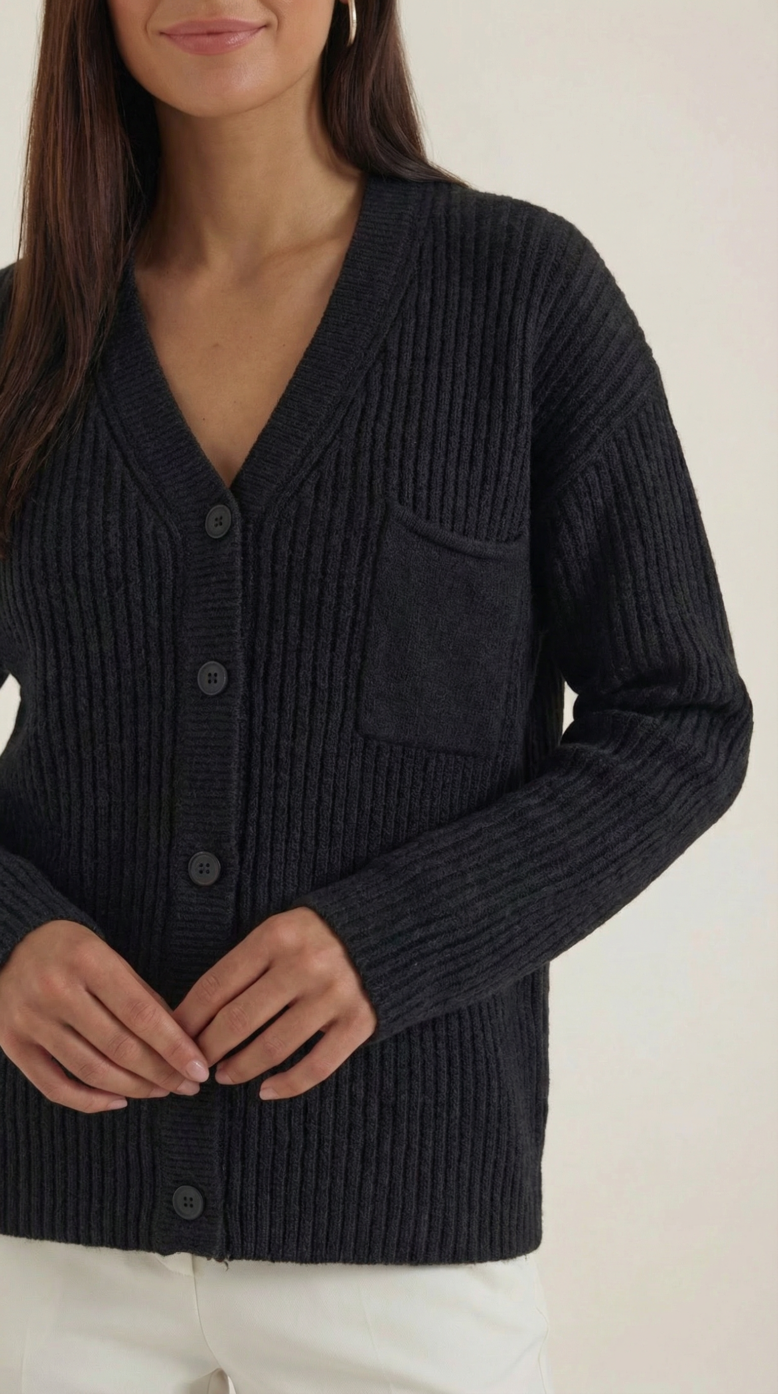 Cardigan Donna Oversize in Maglia a Coste Avvolgente Comodo 3