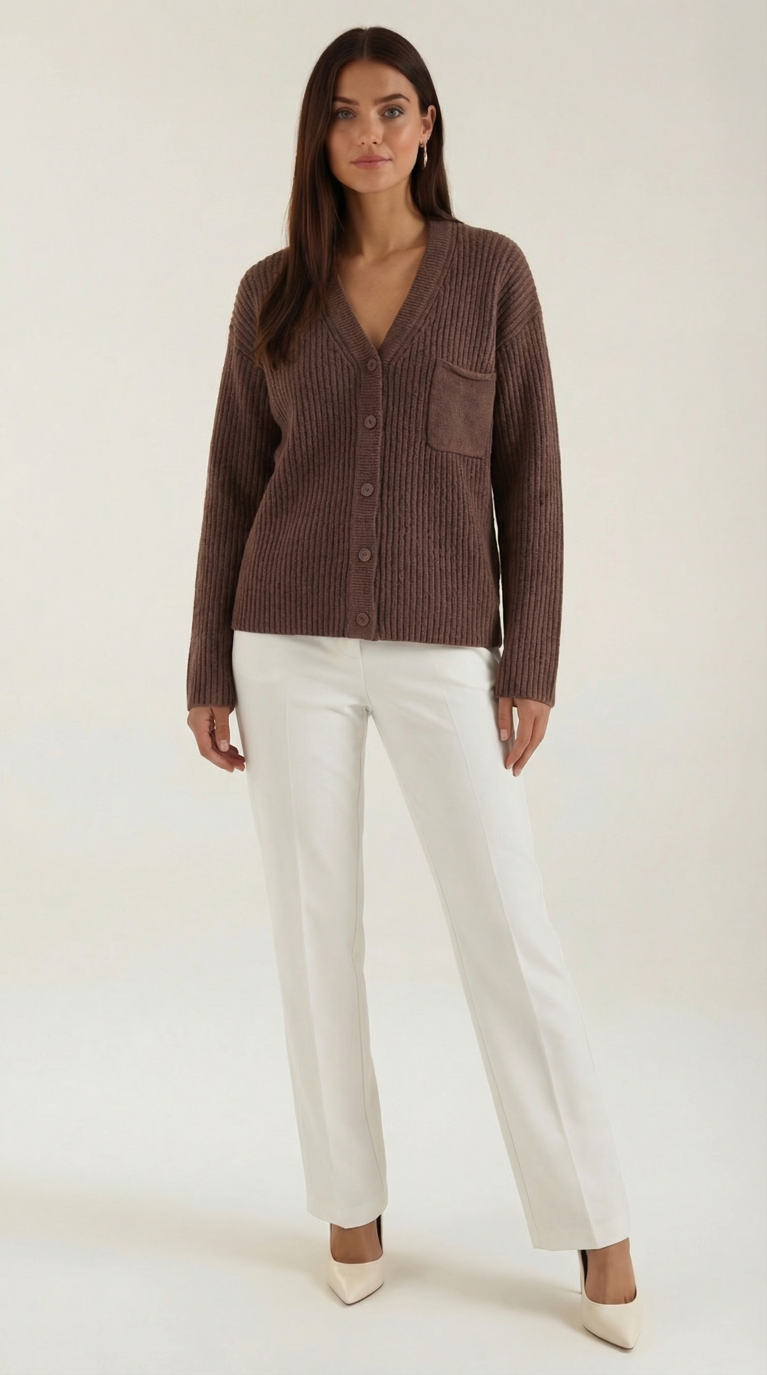 Cardigan Donna Oversize in Maglia a Coste Avvolgente Comodo 5