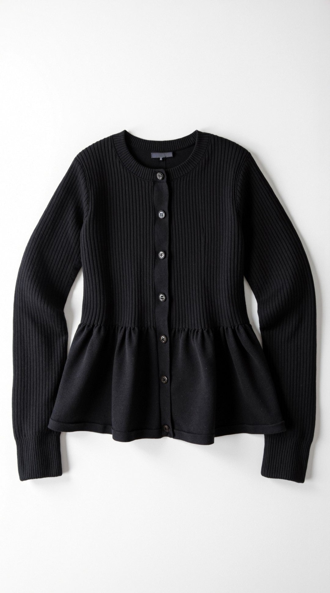 Cardigan Donna a Peplo con Bottoni Maniche a Coste Romantico 4