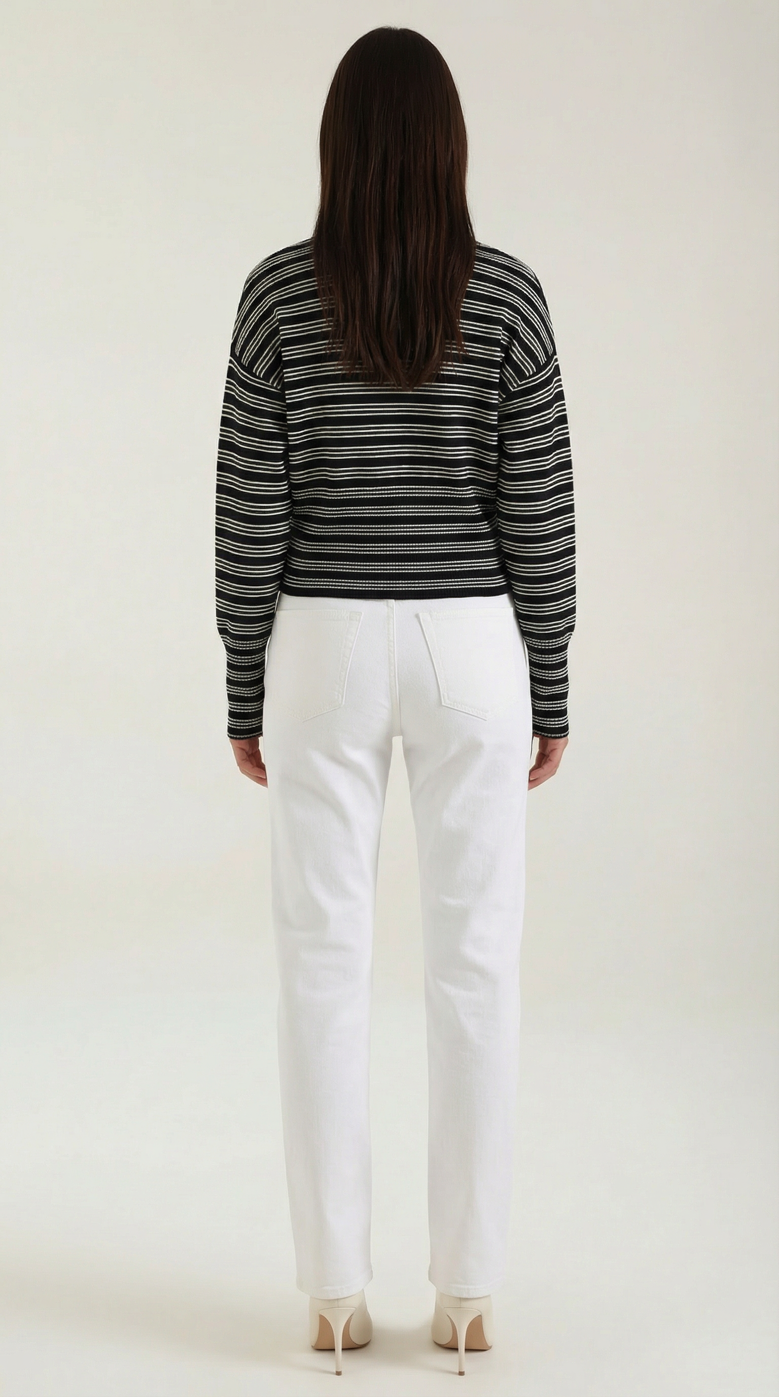 Cardigan Donna a Righe Cropped Morbido Rétro 3