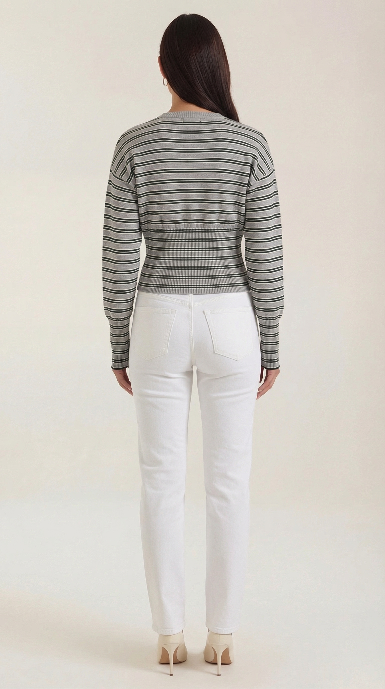 Cardigan Donna a Righe Cropped Morbido Rétro 8
