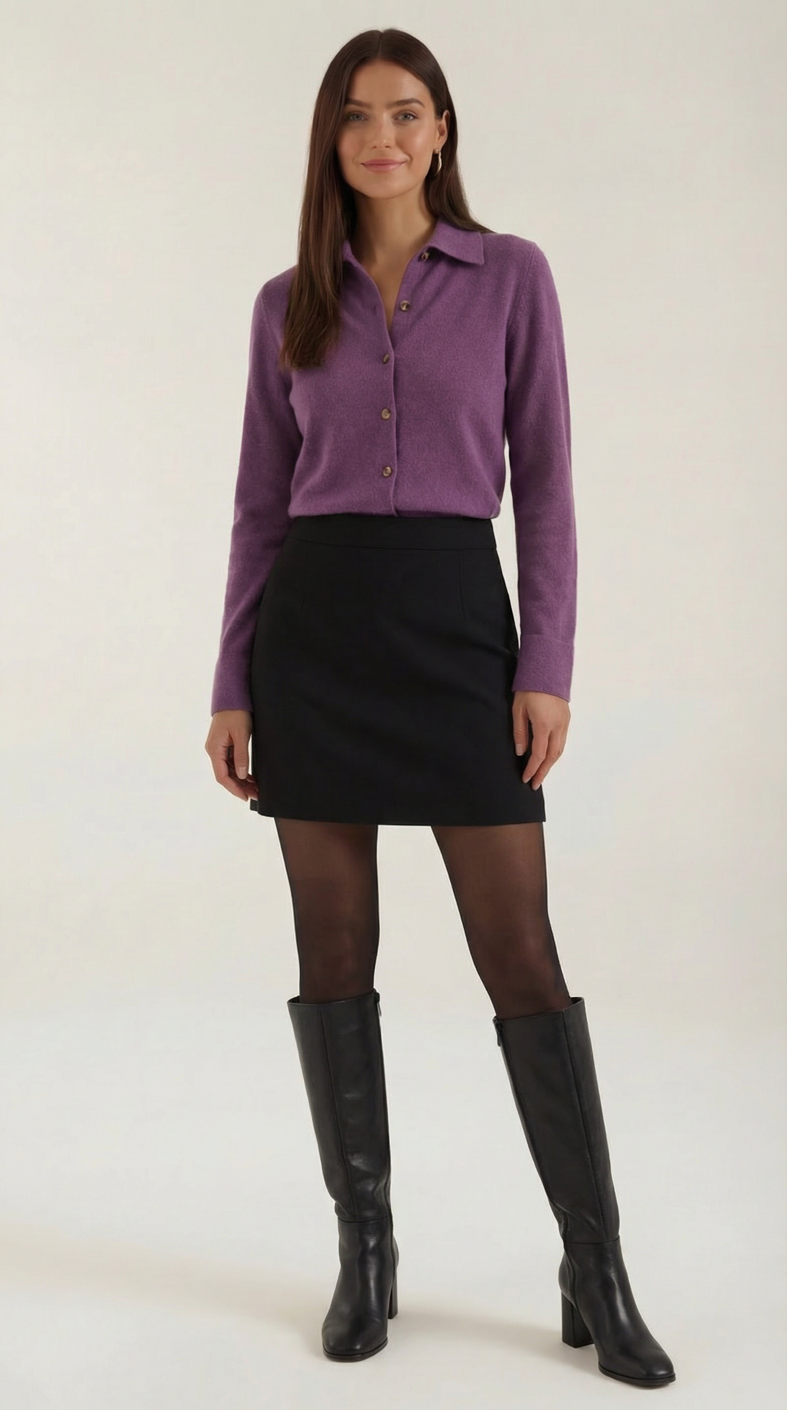 Cardigan Donna con Colletto Bottonato Preppy Classico 16