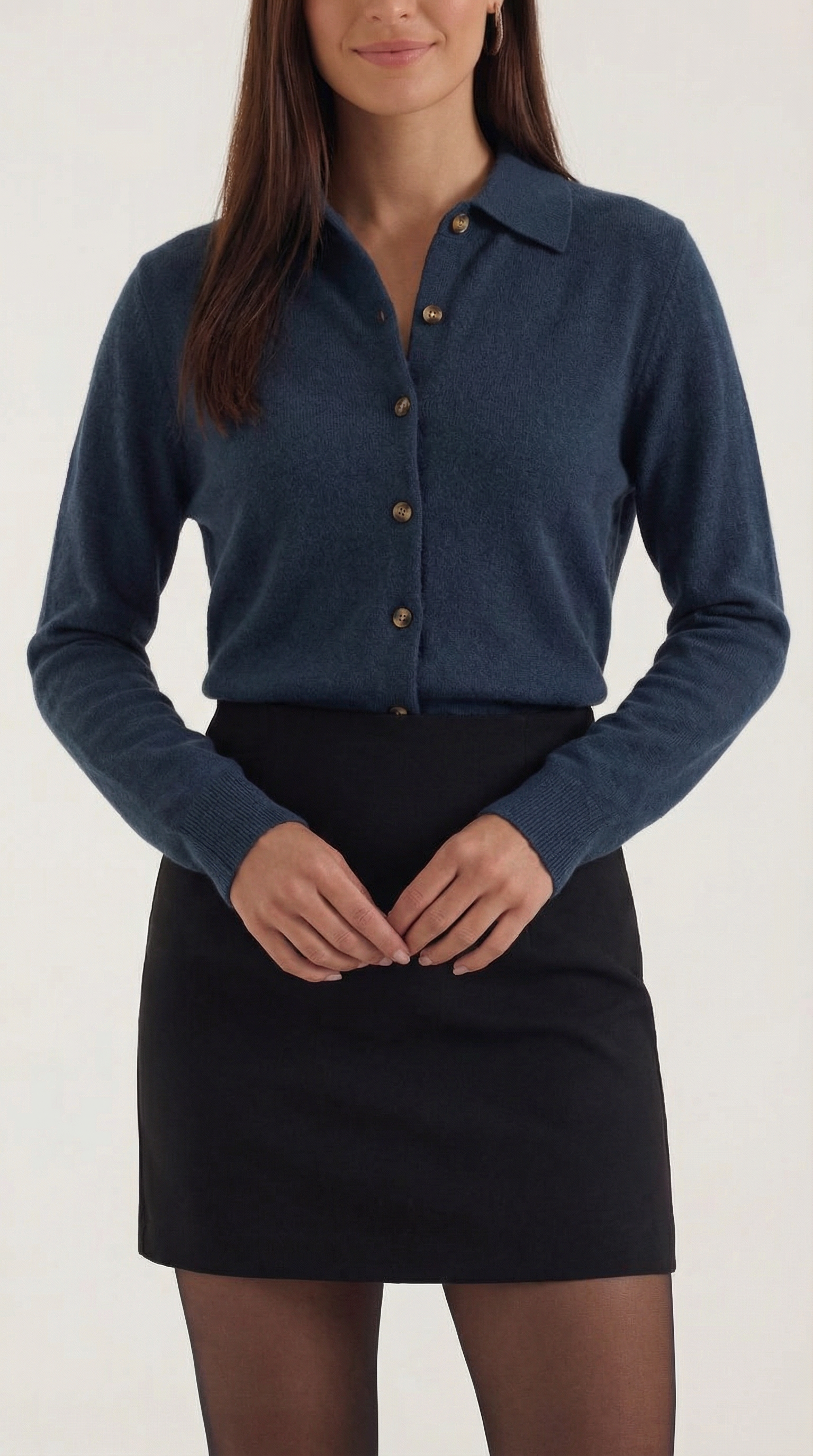 Cardigan Donna con Colletto Bottonato Preppy Classico 2