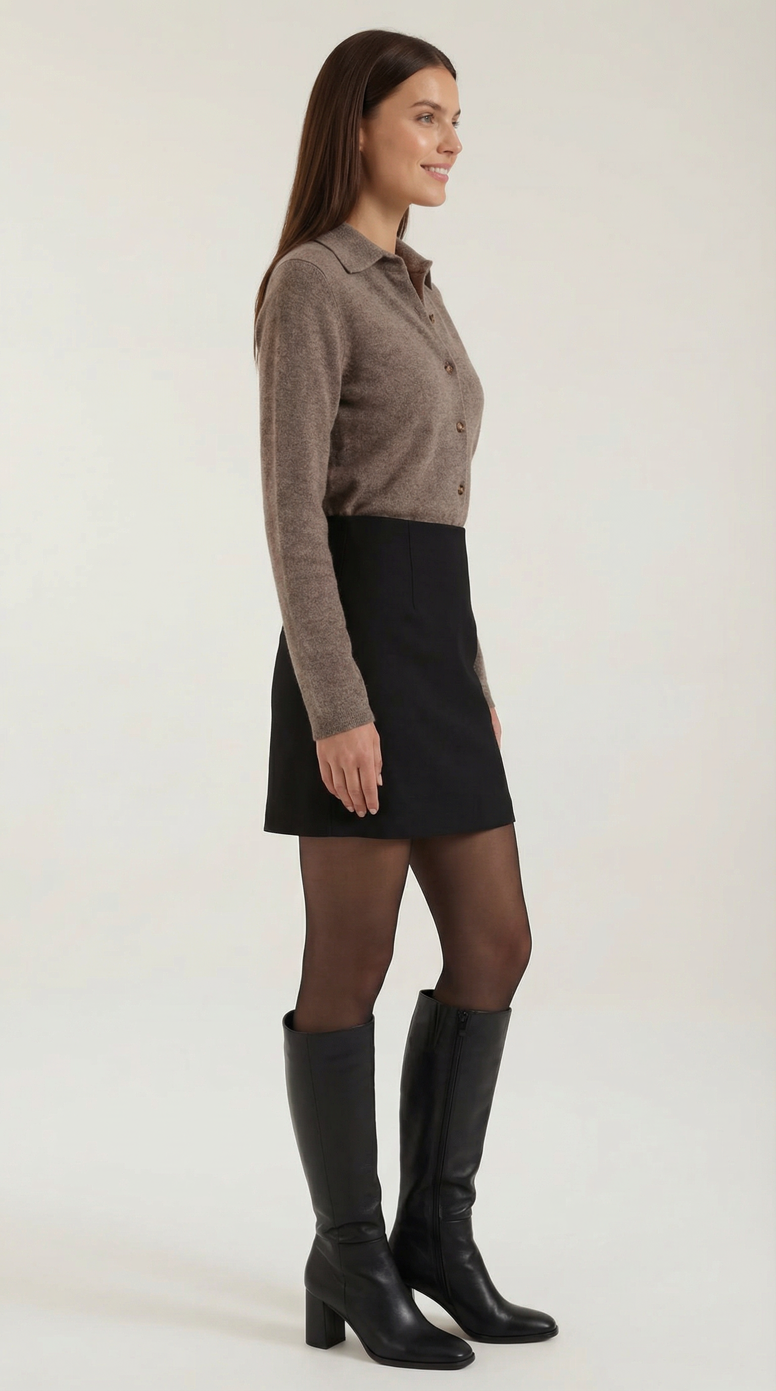 Cardigan Donna con Colletto Bottonato Preppy Classico 6