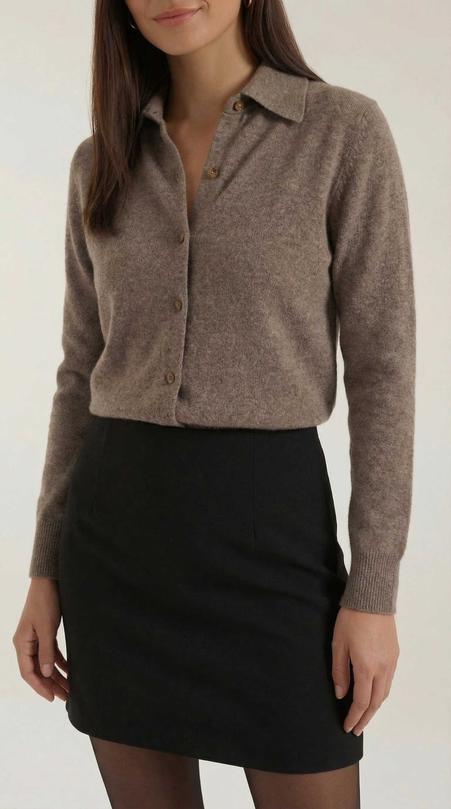 Cardigan Donna con Colletto Bottonato Preppy Classico 7