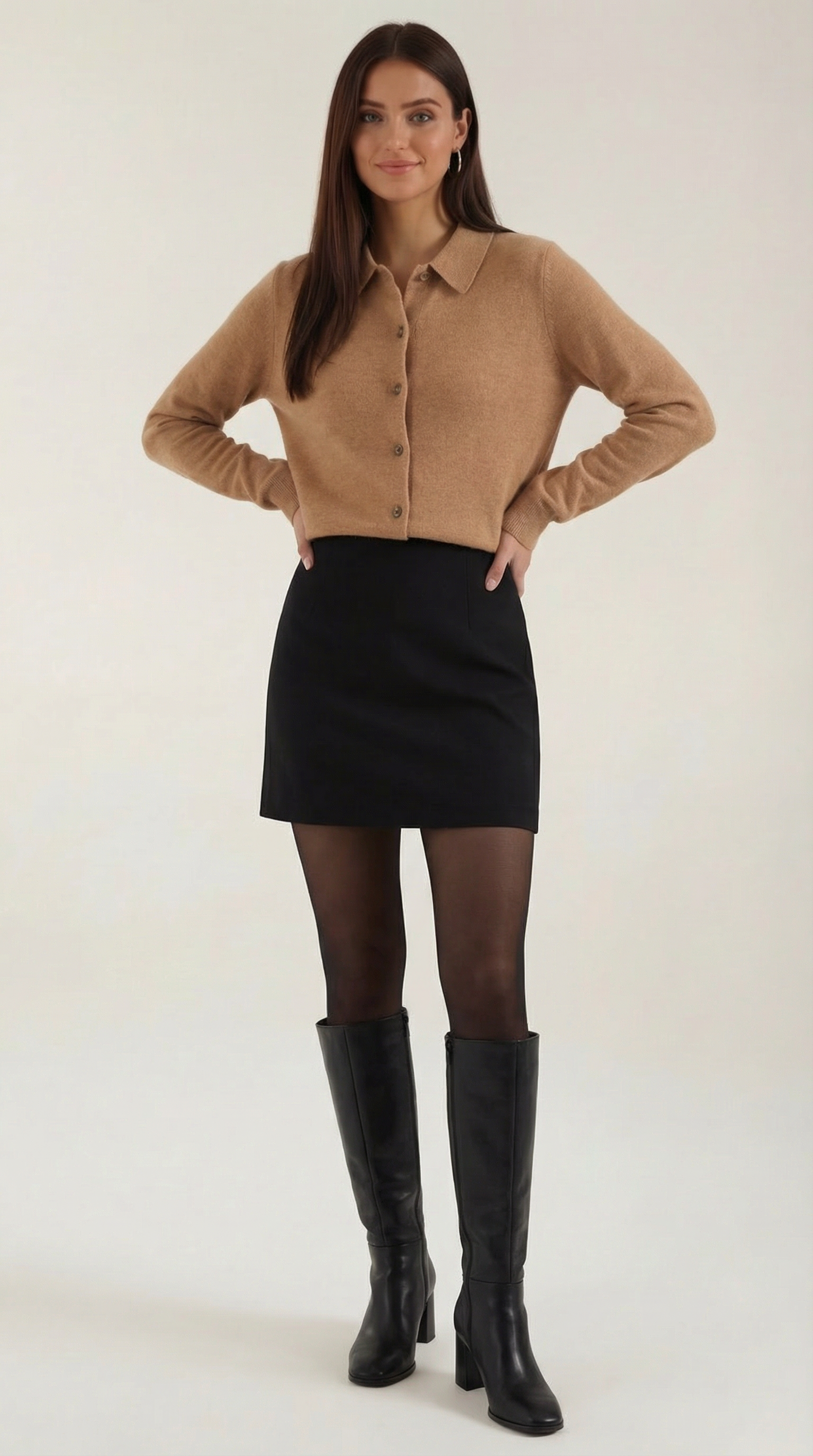 Cardigan Donna con Colletto Bottonato Preppy Classico 9