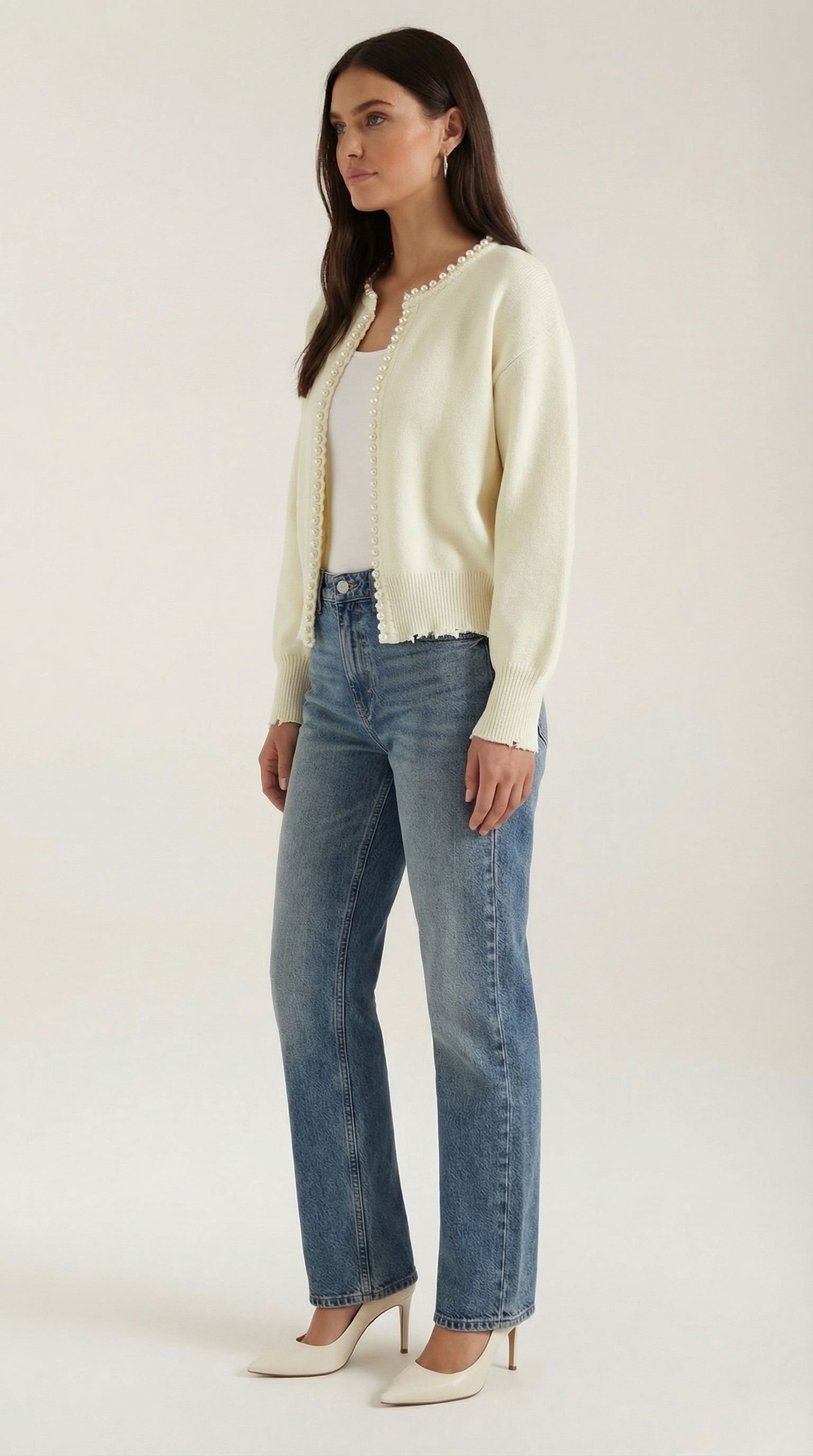 Cardigan Donna con Perle in Maglia Morbida Glamour 1