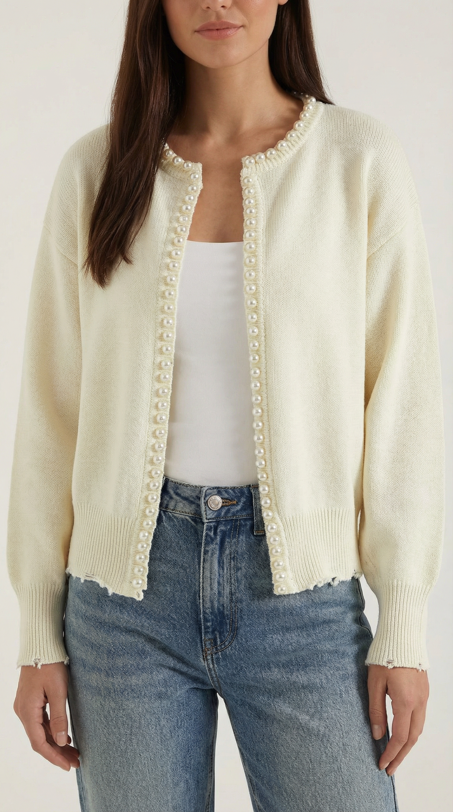 Cardigan Donna con Perle in Maglia Morbida Glamour 2