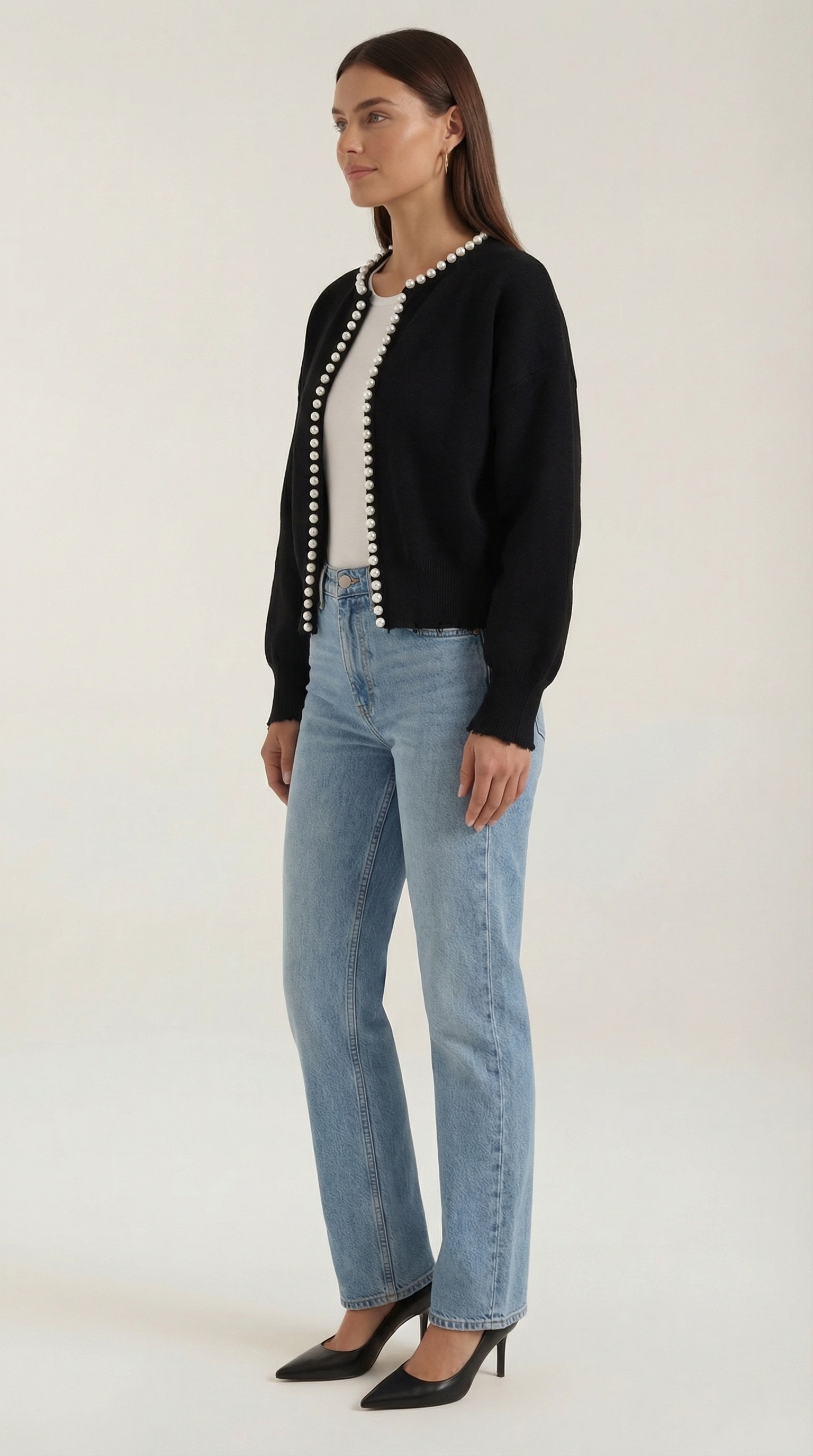 Cardigan Donna con Perle in Maglia Morbida Glamour 6