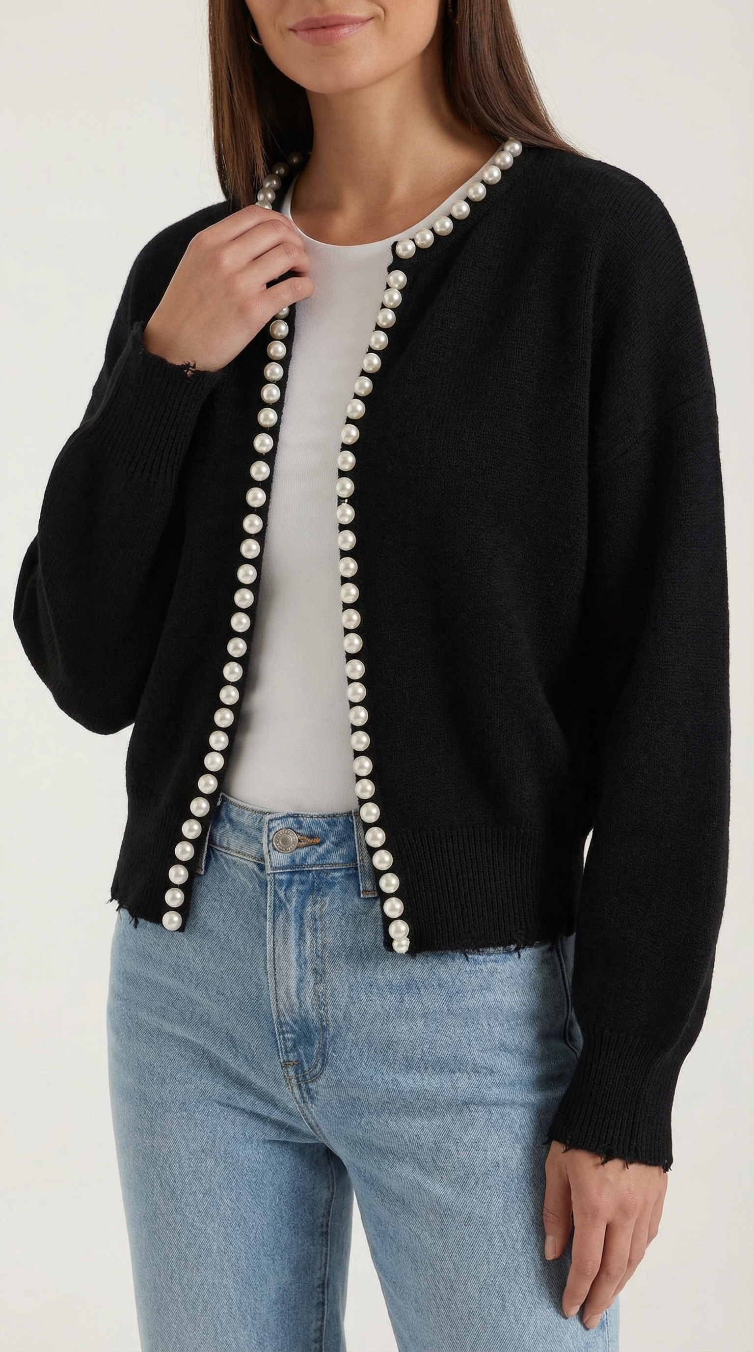 Cardigan Donna con Perle in Maglia Morbida Glamour 7
