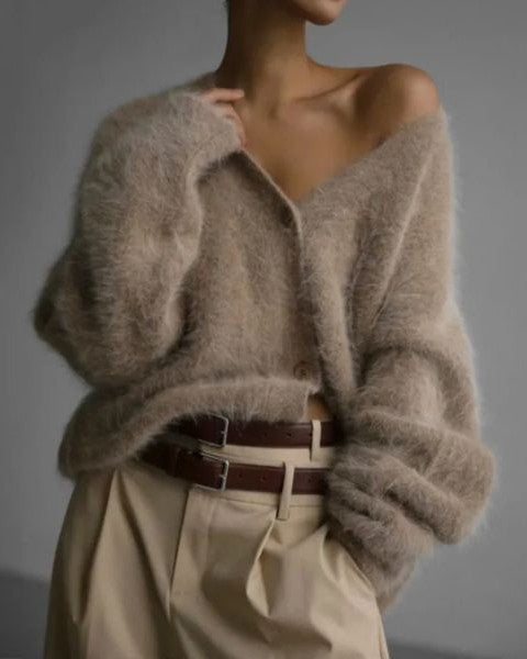 Cardigan Donna in Cashmere Lavorato a Maglia Morbido Caldo 5