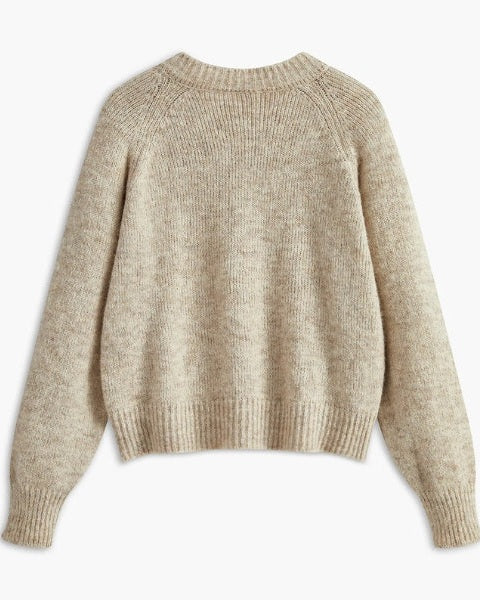 Cardigan Donna in Lana Misto Bottoni a Cuore Effetto Mélange 1