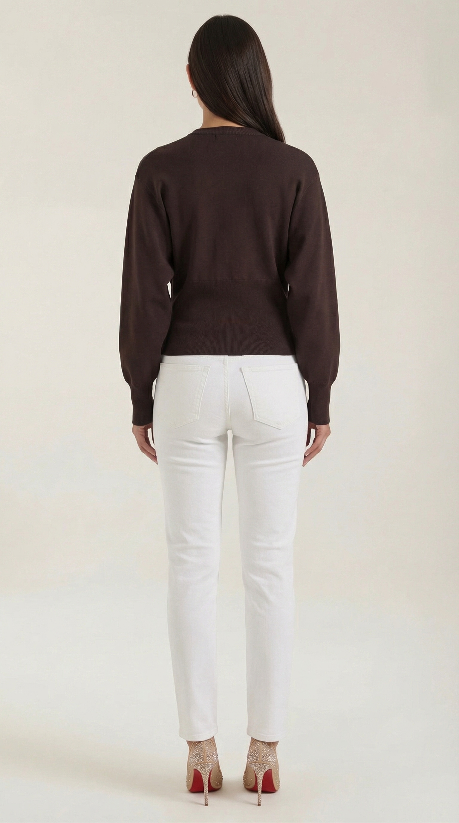 Cardigan Donna in Maglia Scollo a V Profondo Minimalista 3
