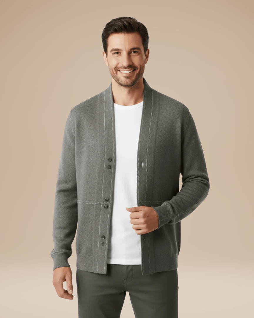 Cardigan Uomo Leggero in Maglia Fine di Cotone Morbido 0