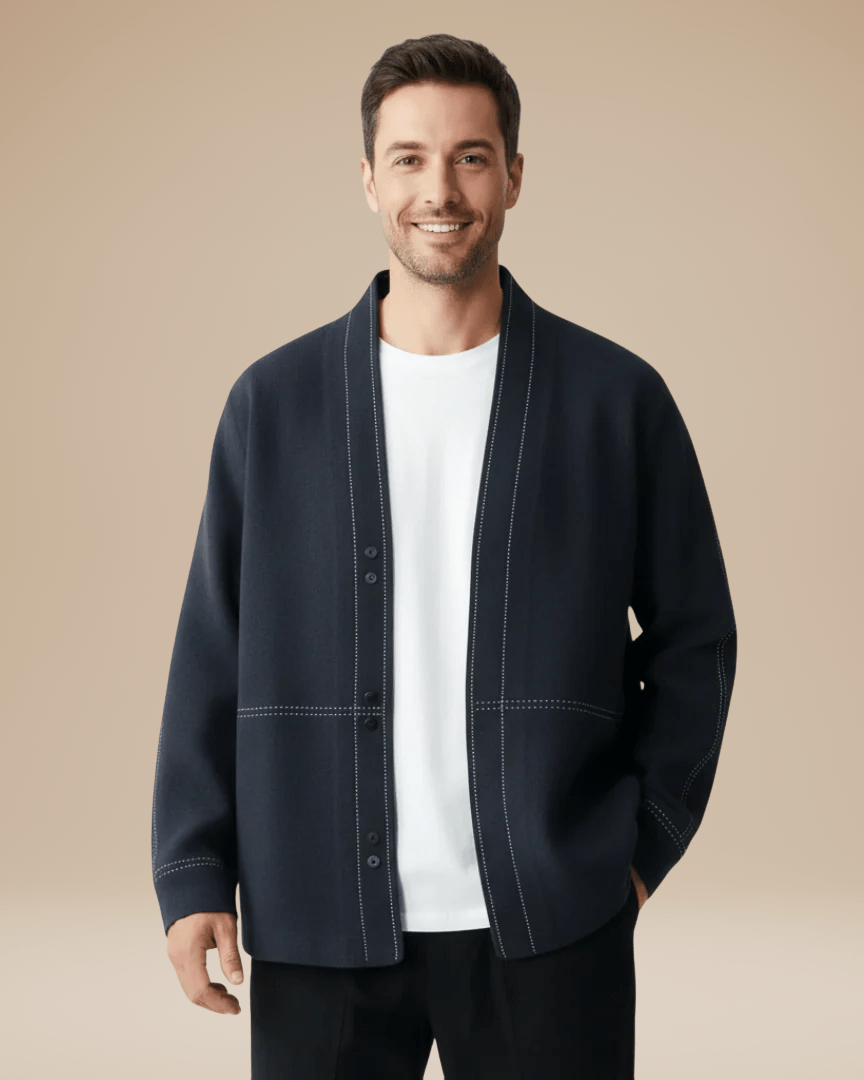 Cardigan Uomo Leggero in Maglia Fine di Cotone Morbido 3