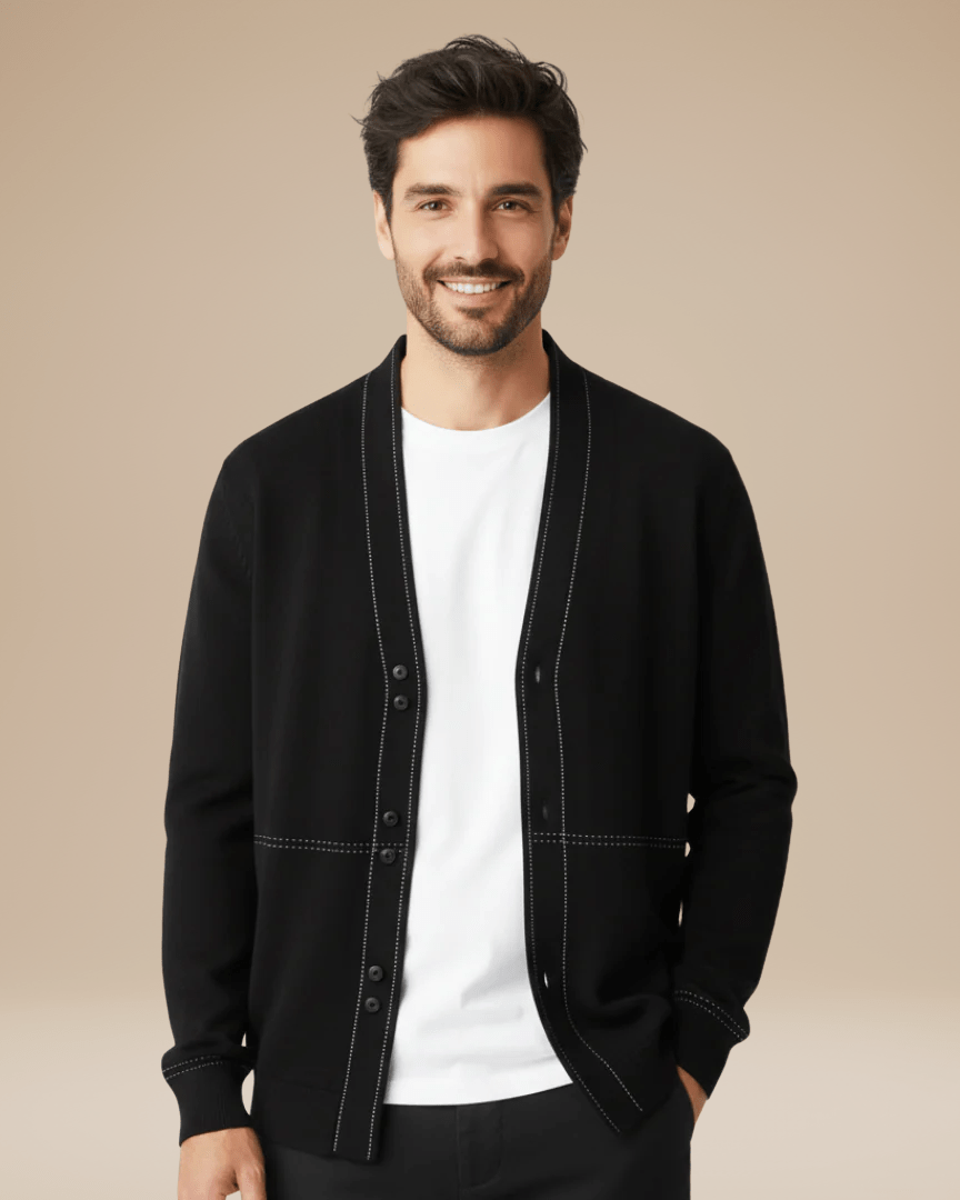 Cardigan Uomo Leggero in Maglia Fine di Cotone Morbido 5