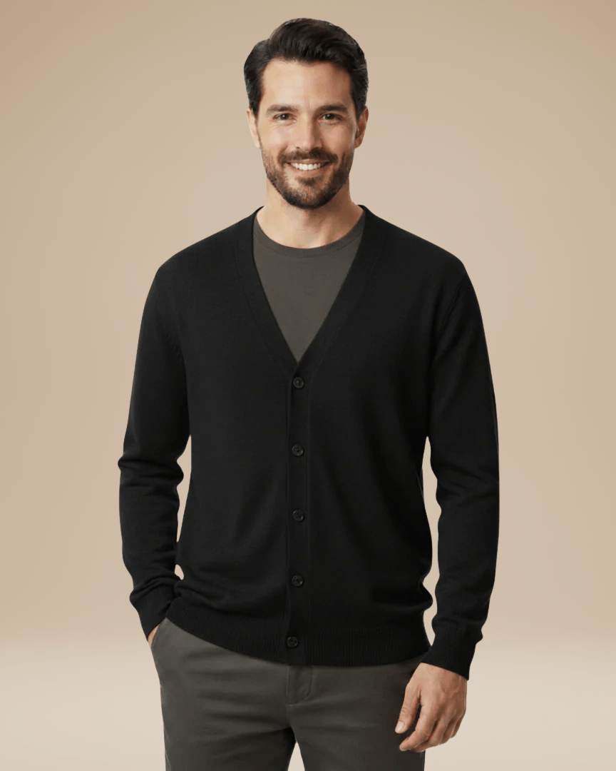 Cardigan Uomo Misto Cashmere Scollo a V Bottoni Elegante 11