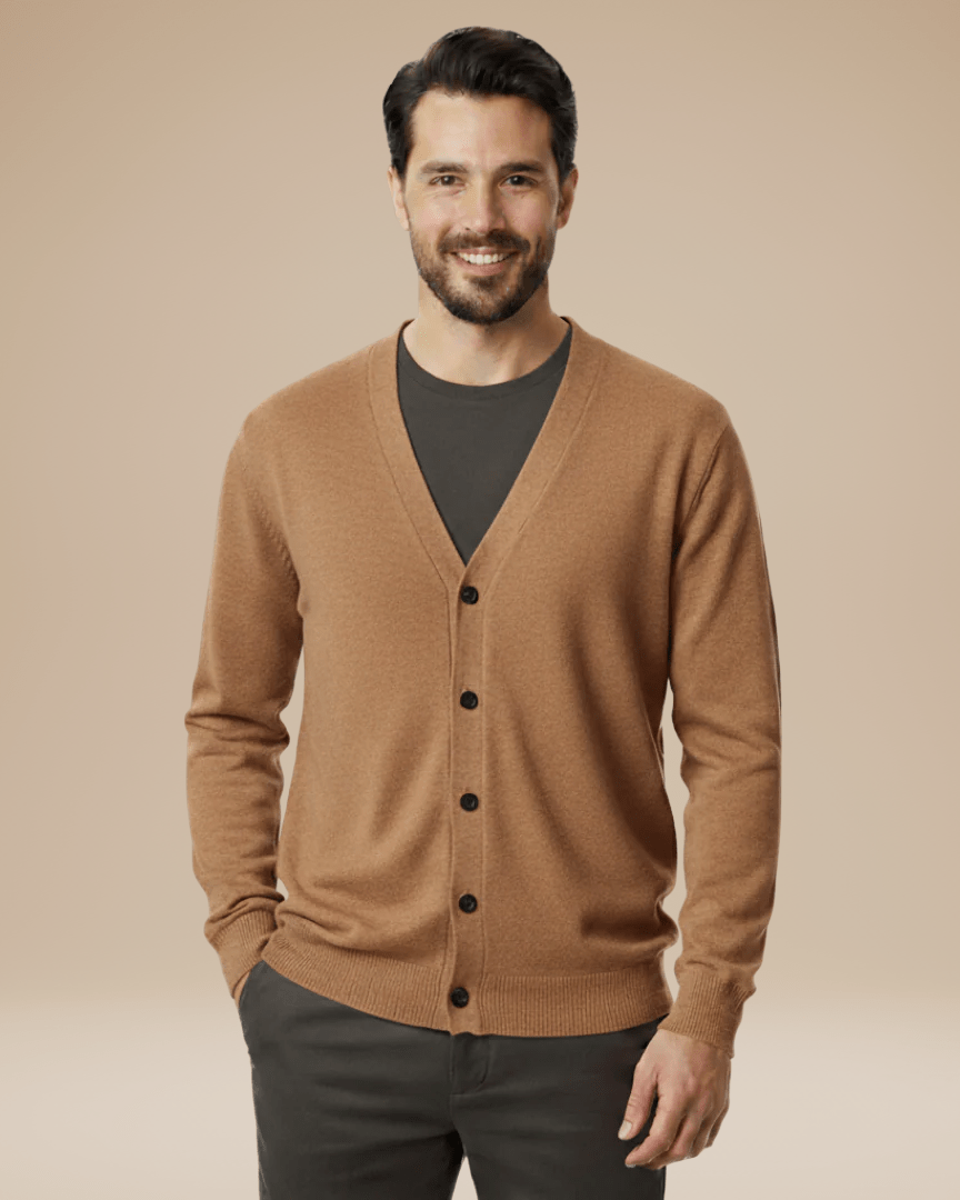 Cardigan Uomo Misto Cashmere Scollo a V Bottoni Elegante 12