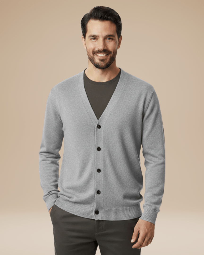 Cardigan Uomo Misto Cashmere Scollo a V Bottoni Elegante 13